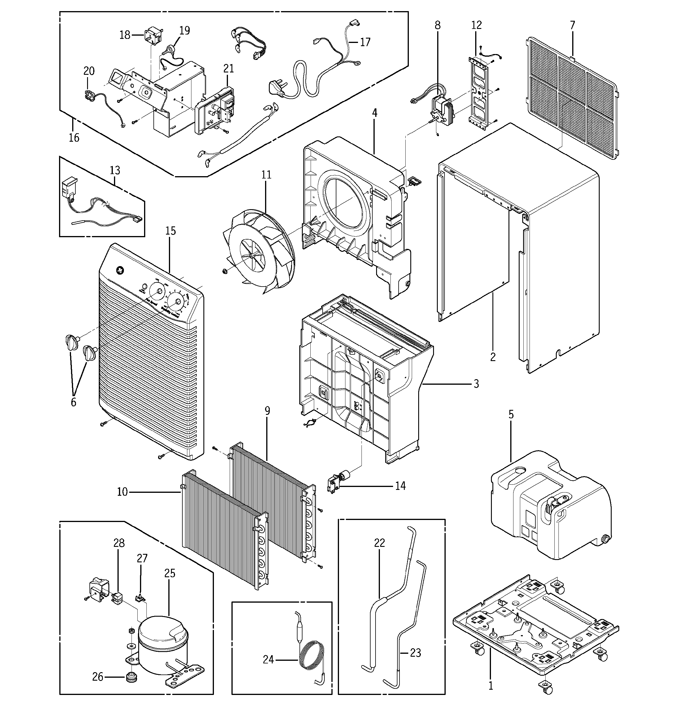 GE AHG30LCG1 dehumidifier diagram