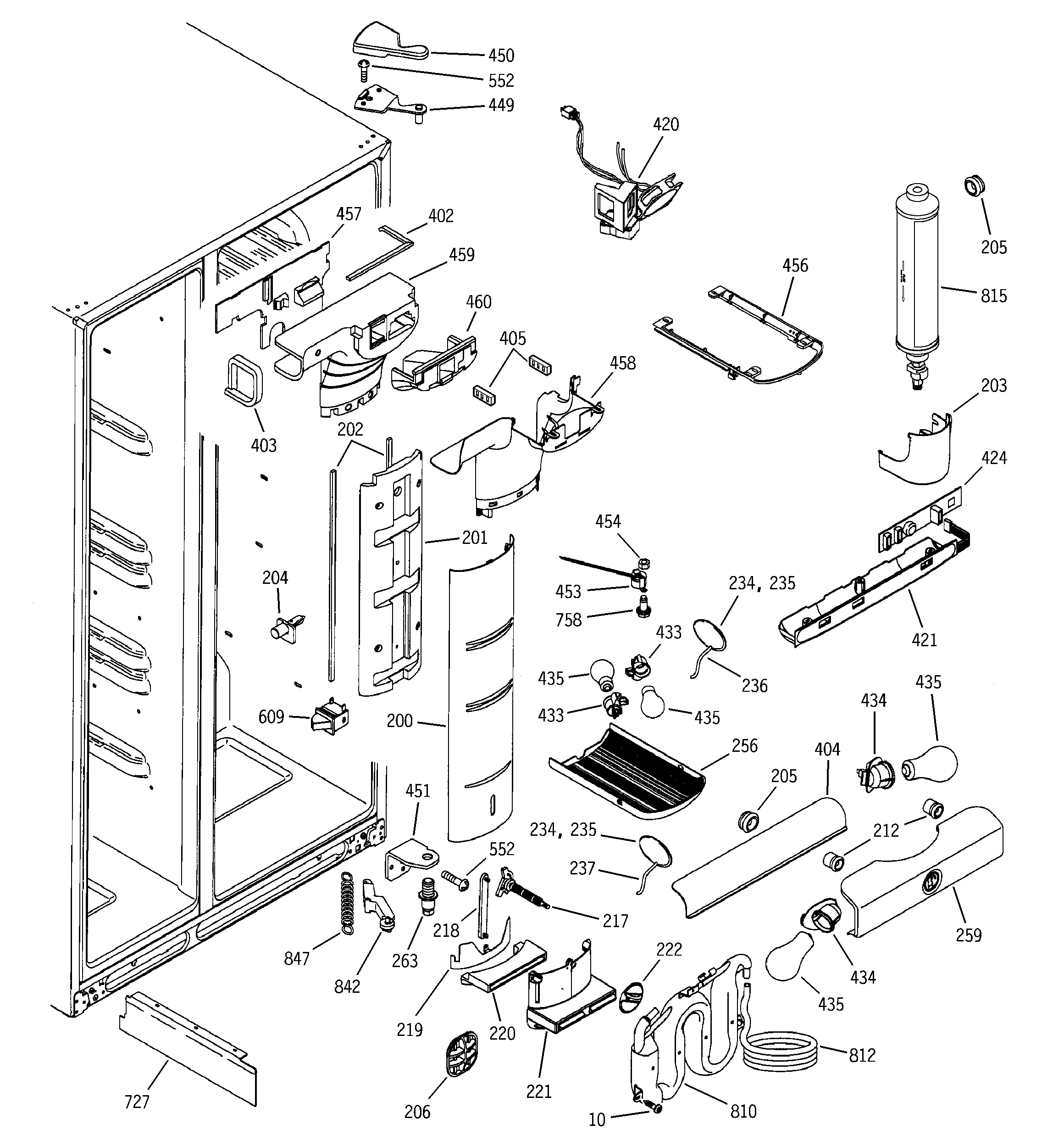 GE PCG23SJMAFBS fresh food section diagram