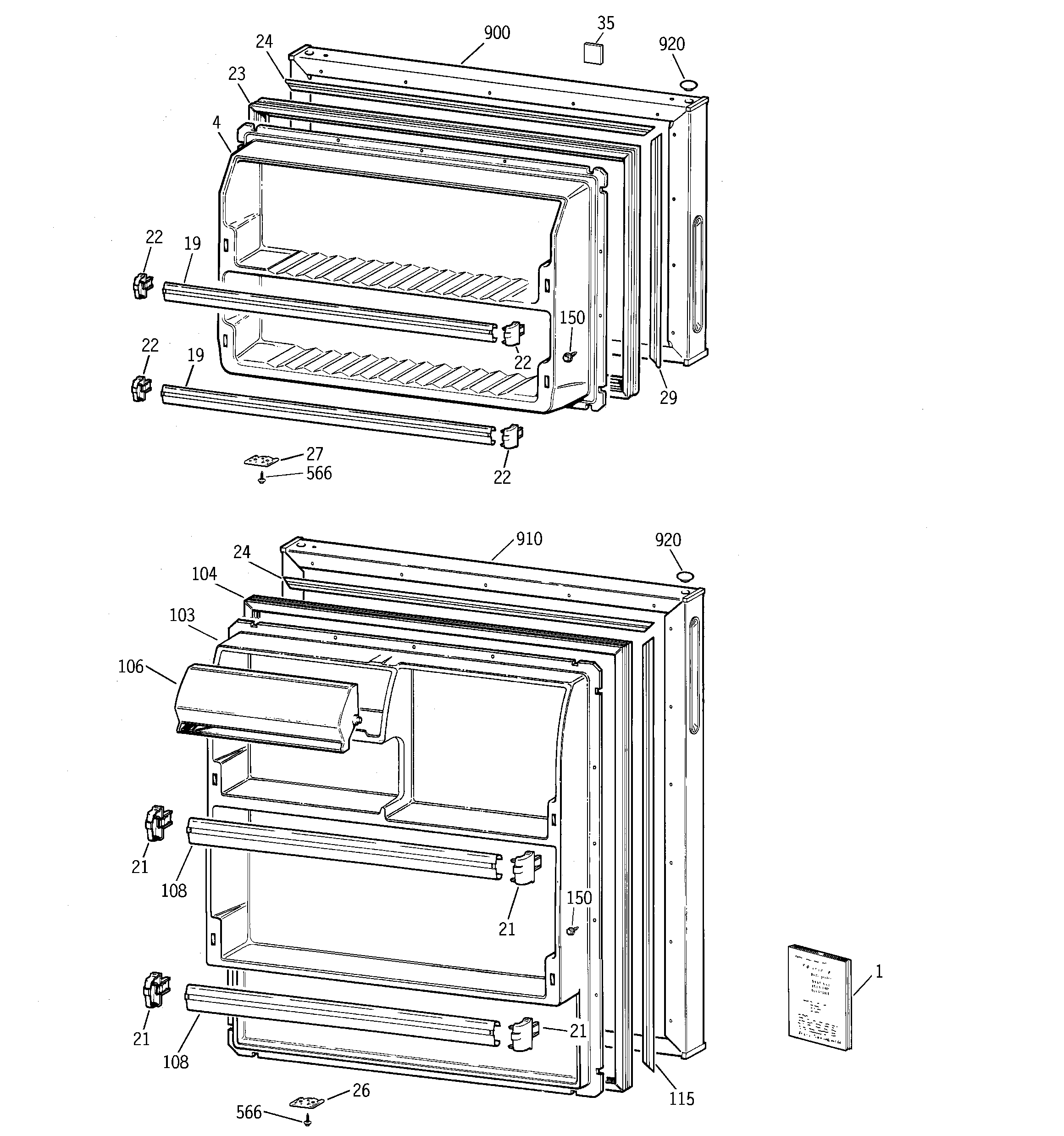 GE GTR17BBMDRWW doors diagram