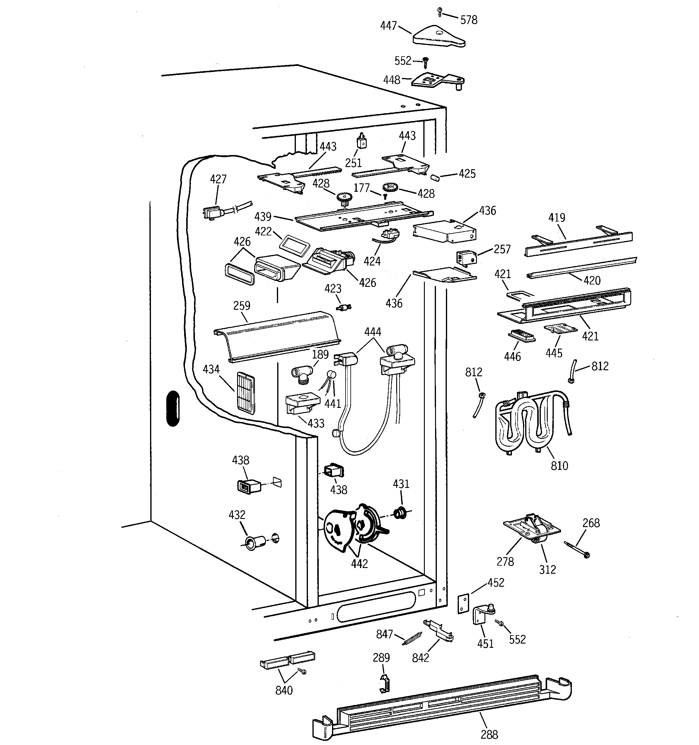 GE TFJ28PFDBWW fresh food section diagram