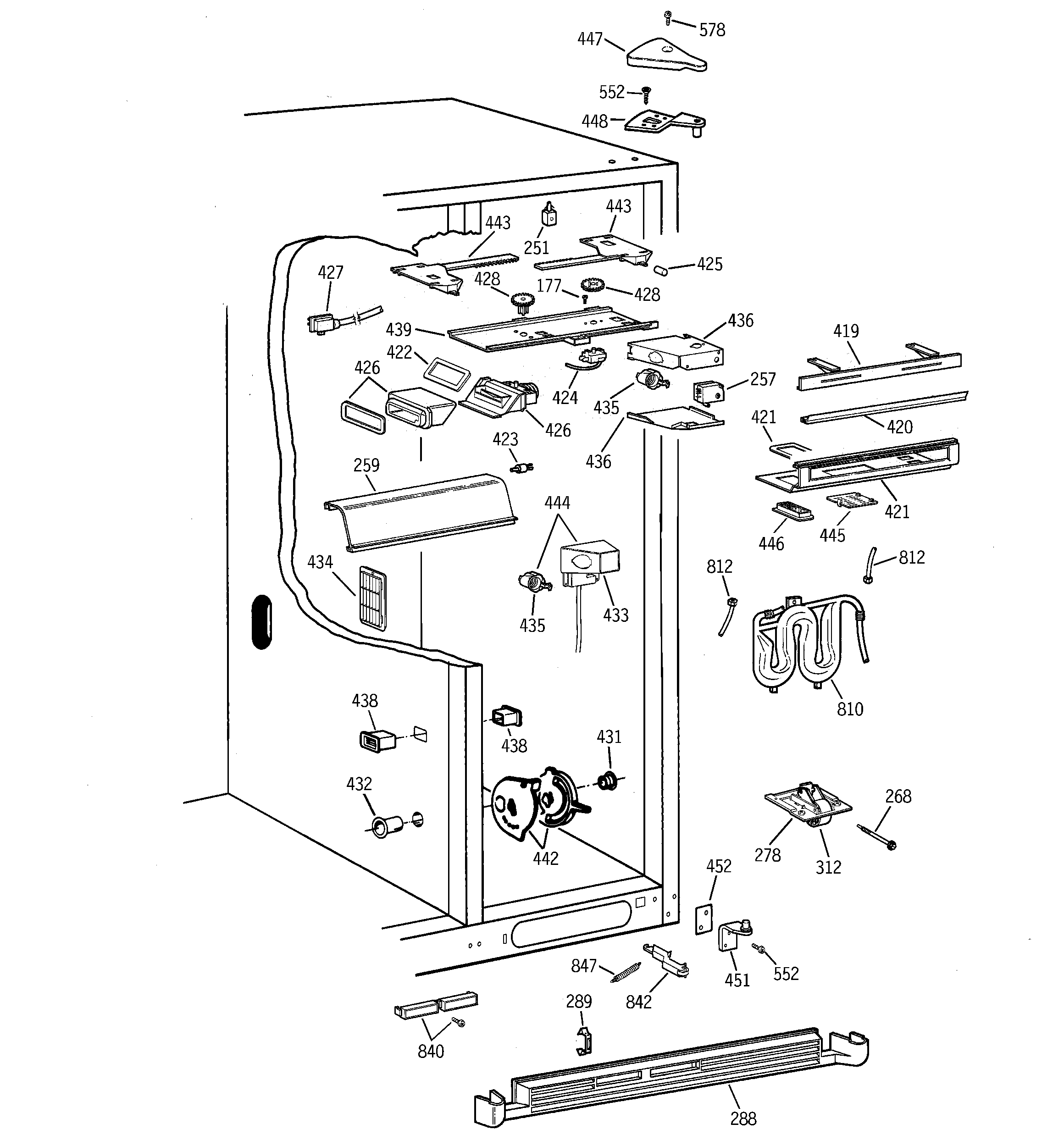 GE TFK30PFDBAA fresh food section diagram