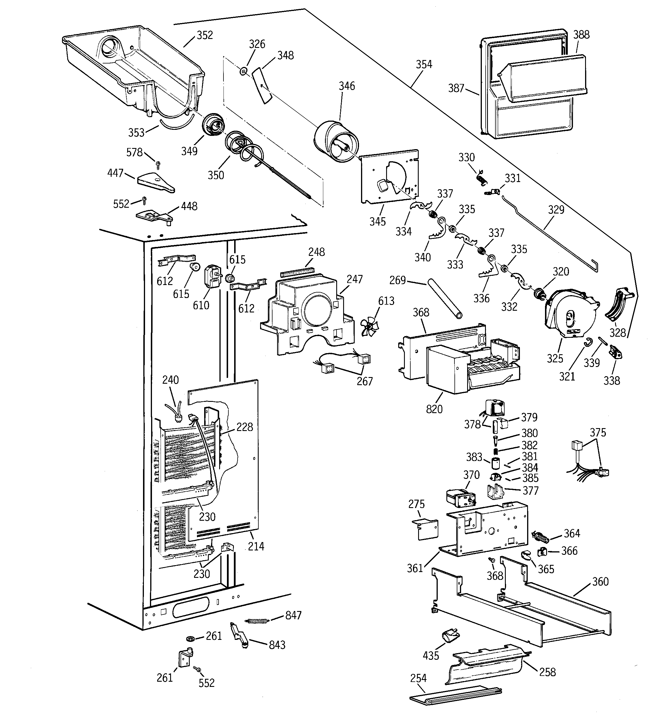 GE TFK30PRDAAA freezer section diagram