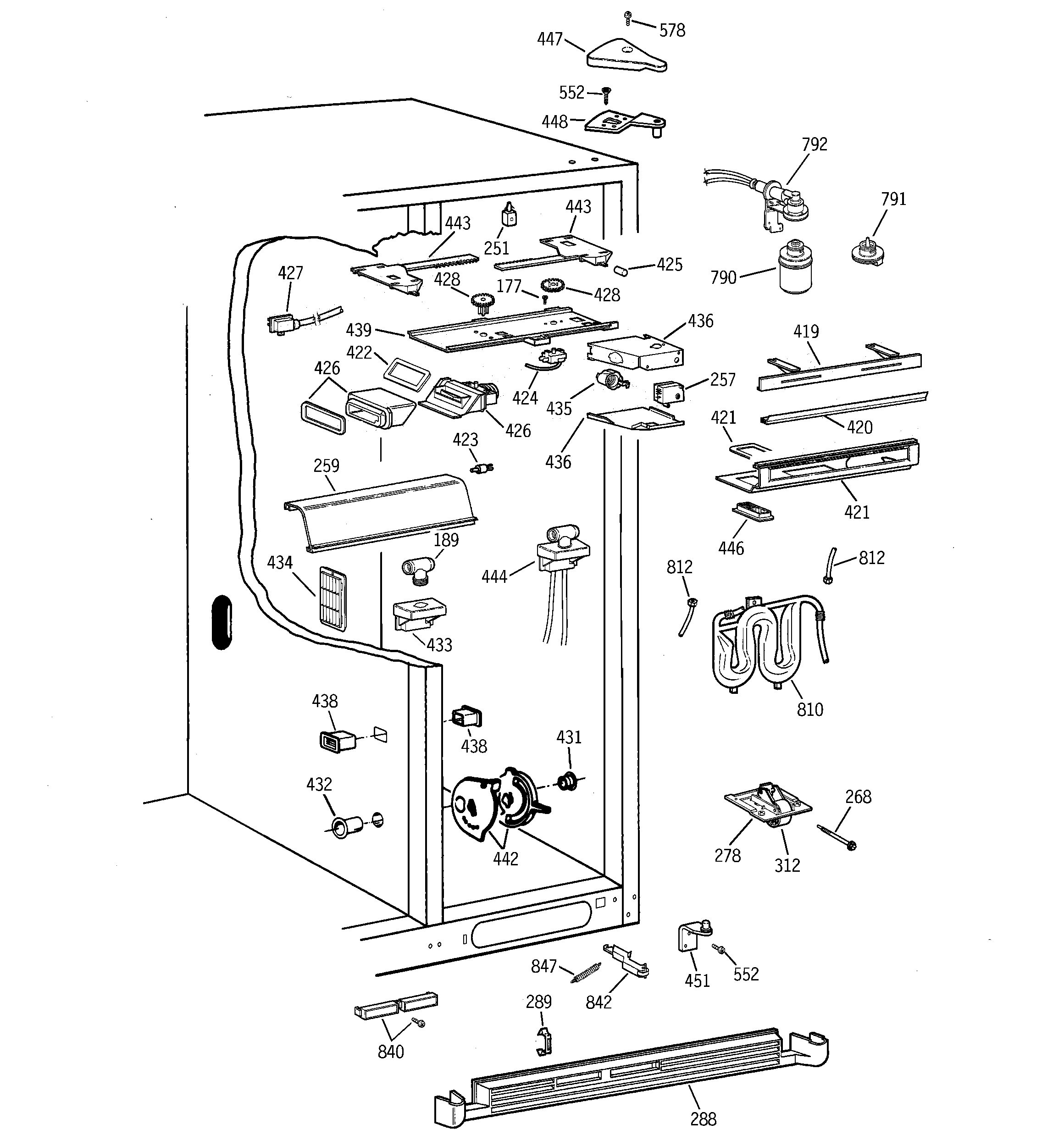 GE TFX30PBDBAA fresh food section diagram