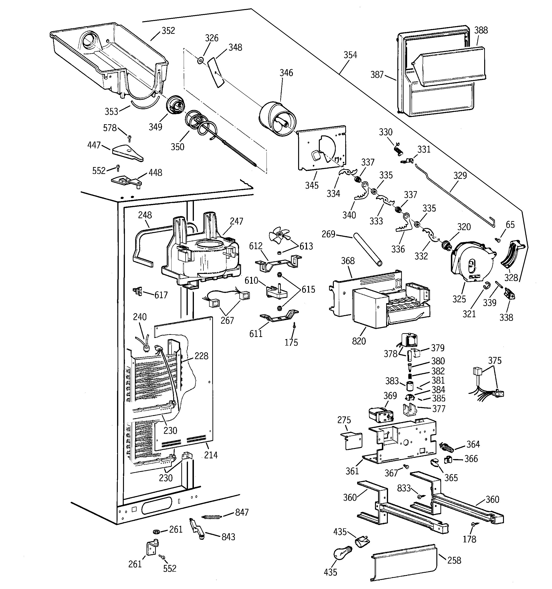 GE TFT30PRDAAA freezer section diagram