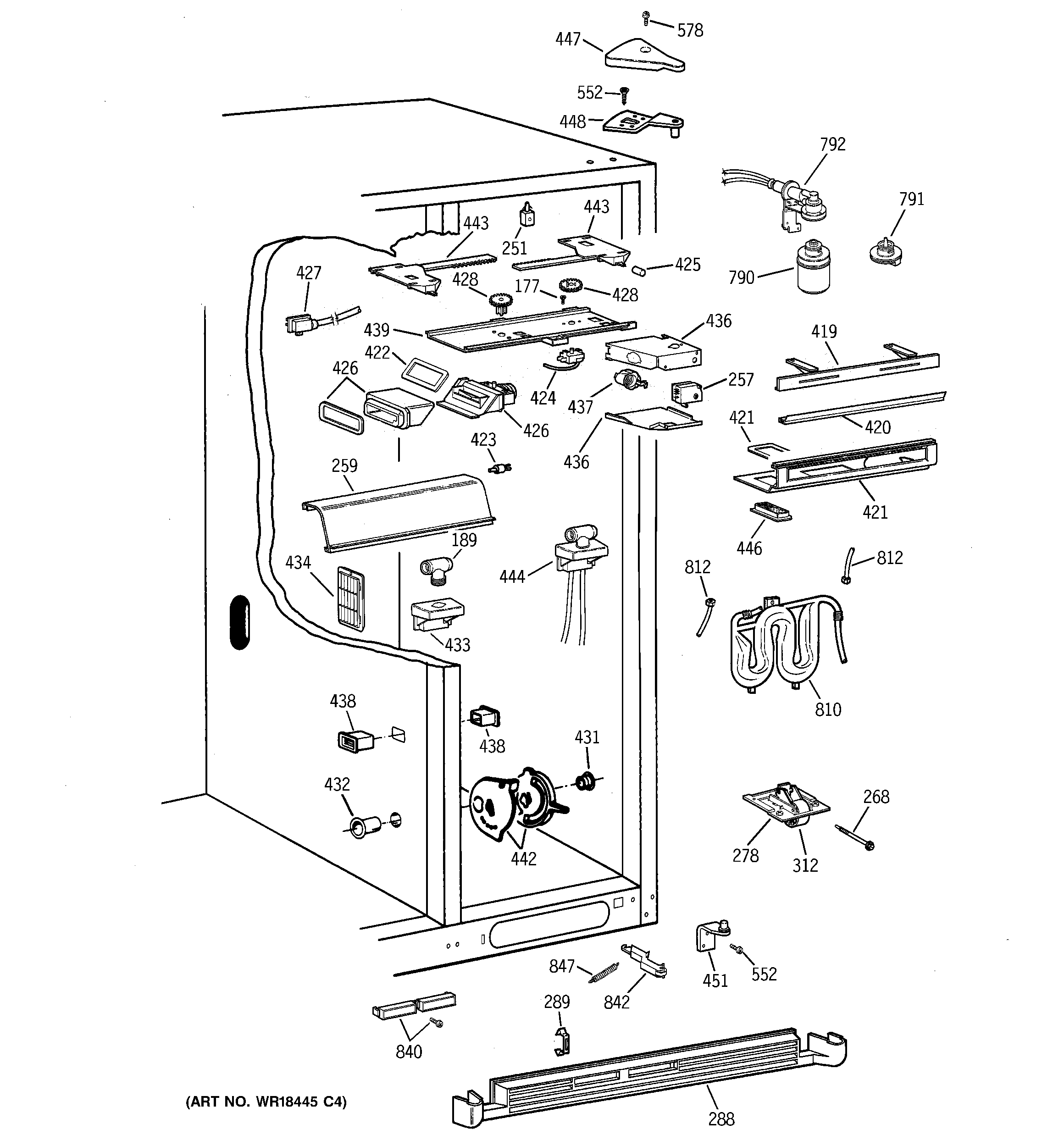 GE TFX30PBDABB fresh food section diagram