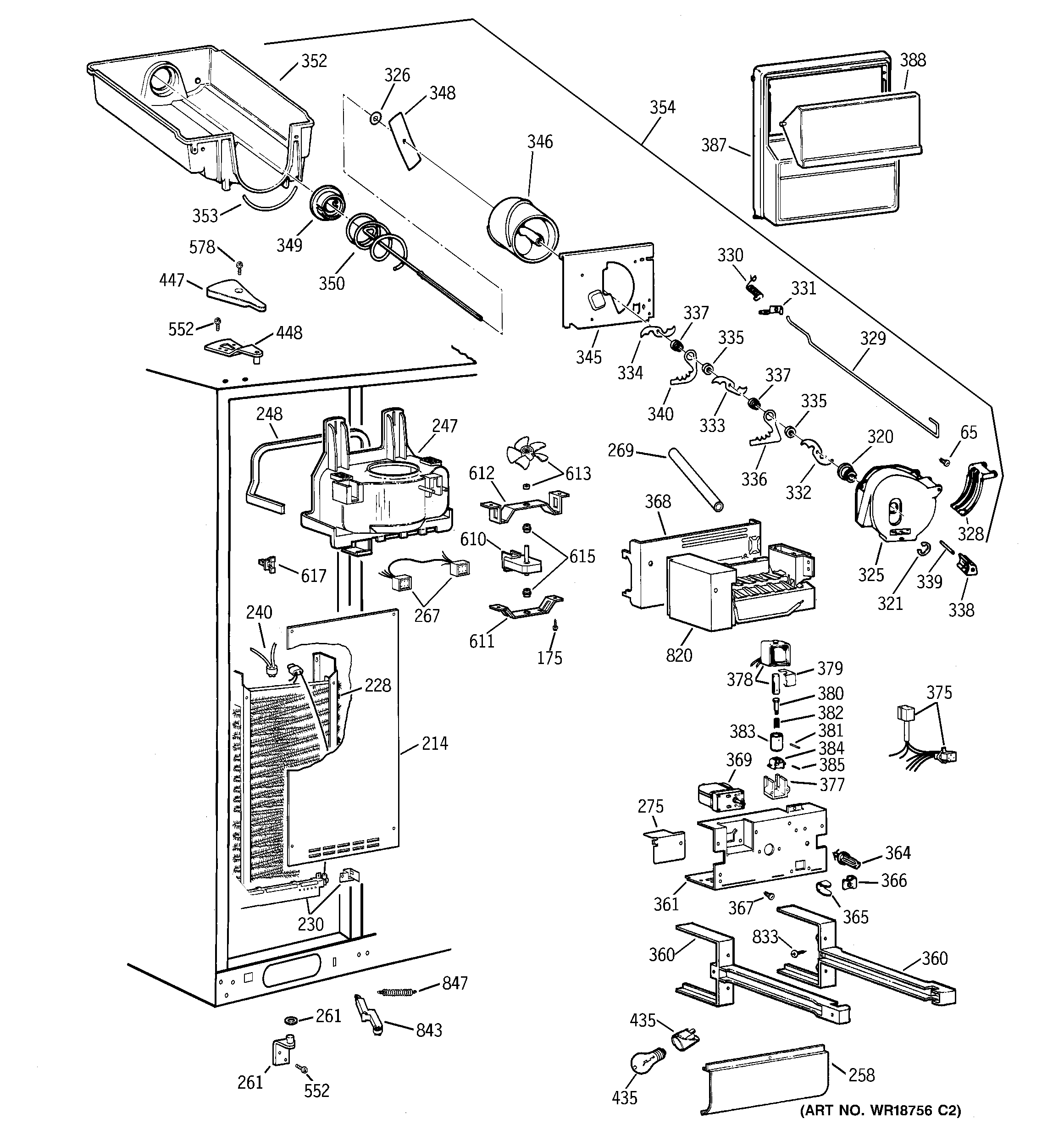 GE TFX30PBDACC freezer section diagram