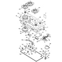 GE ZGU365DBB0BG controls, cooktop & burner parts diagram