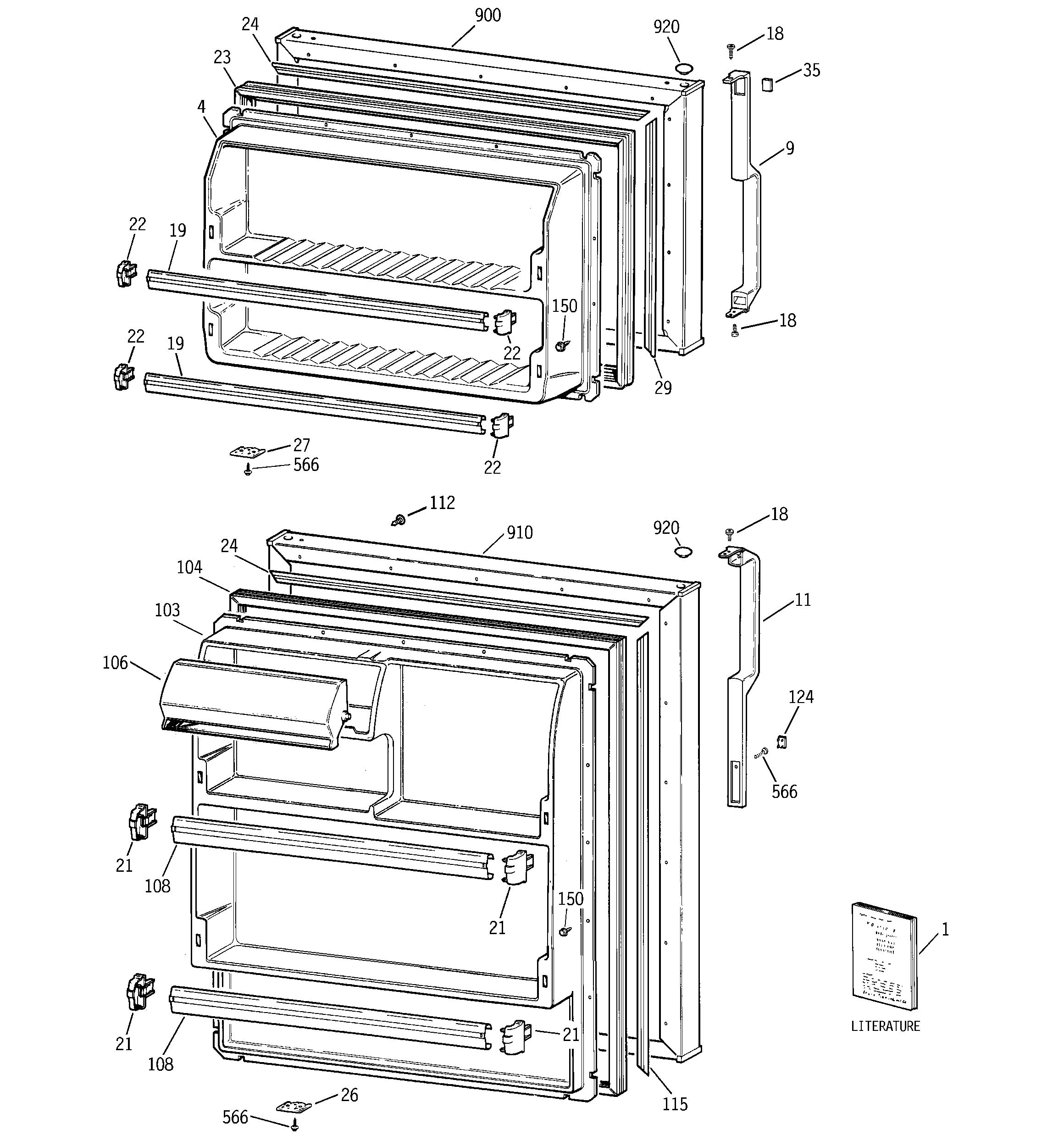 GE GTS17BBMDRAA doors diagram