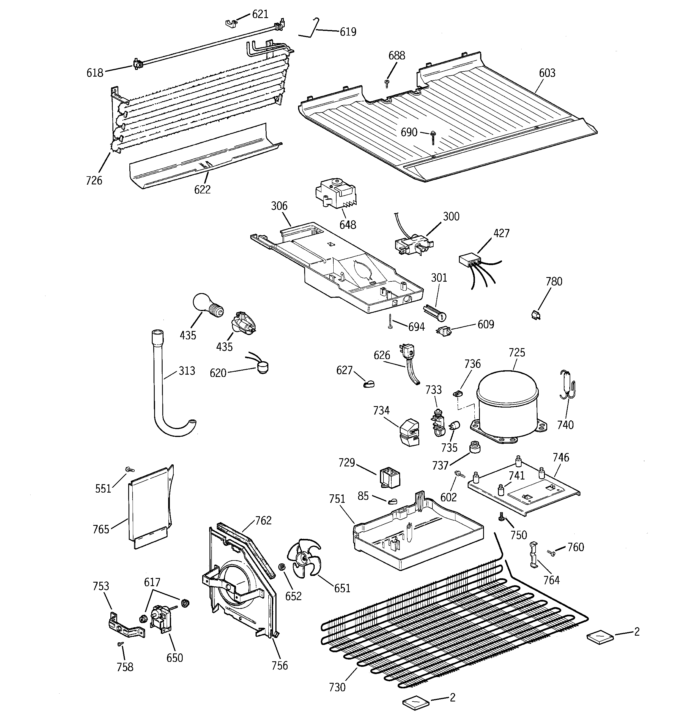 GE GTS17BBMDRAA unit parts diagram