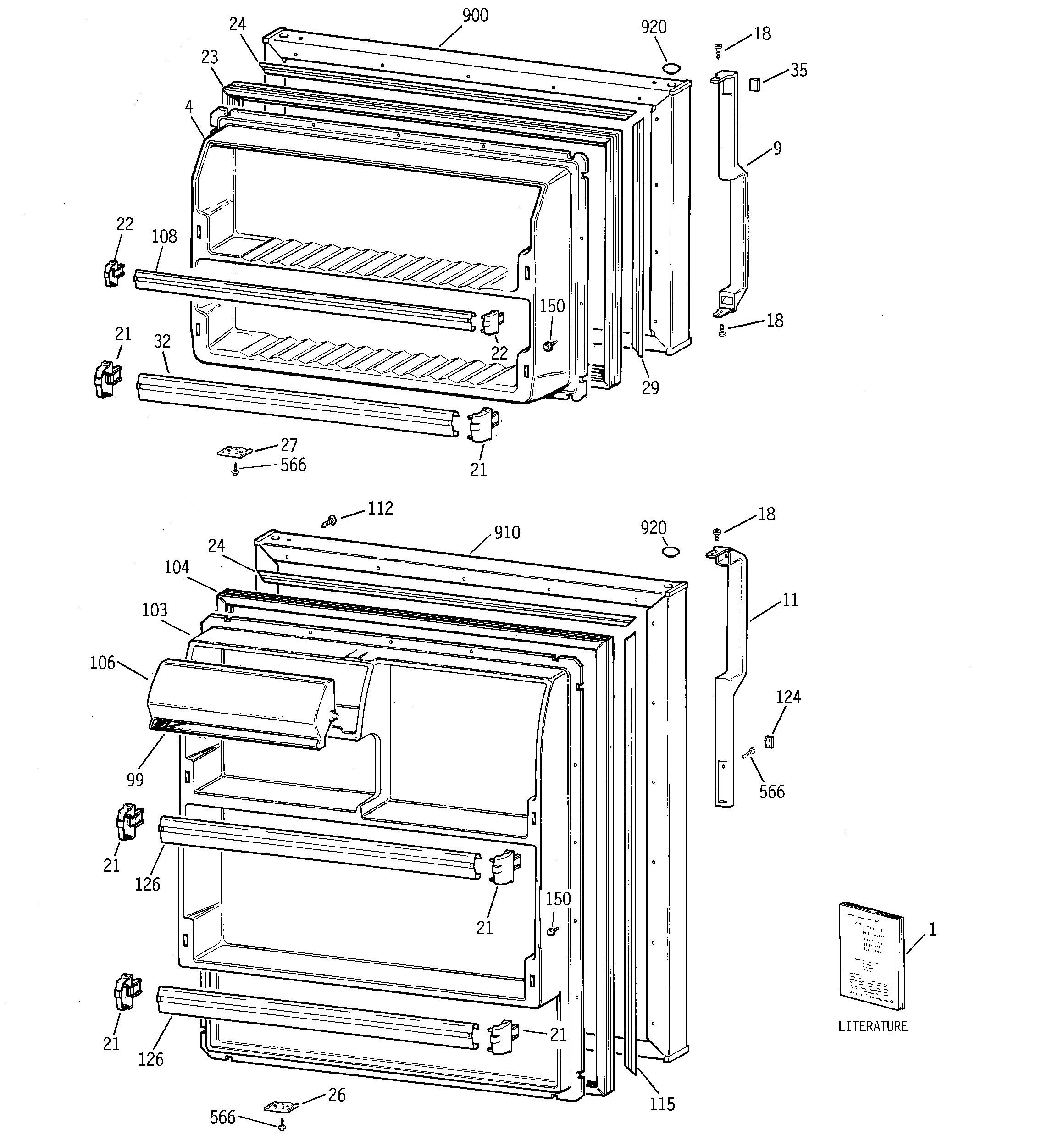 Hotpoint HTT18EBMDRCC doors diagram