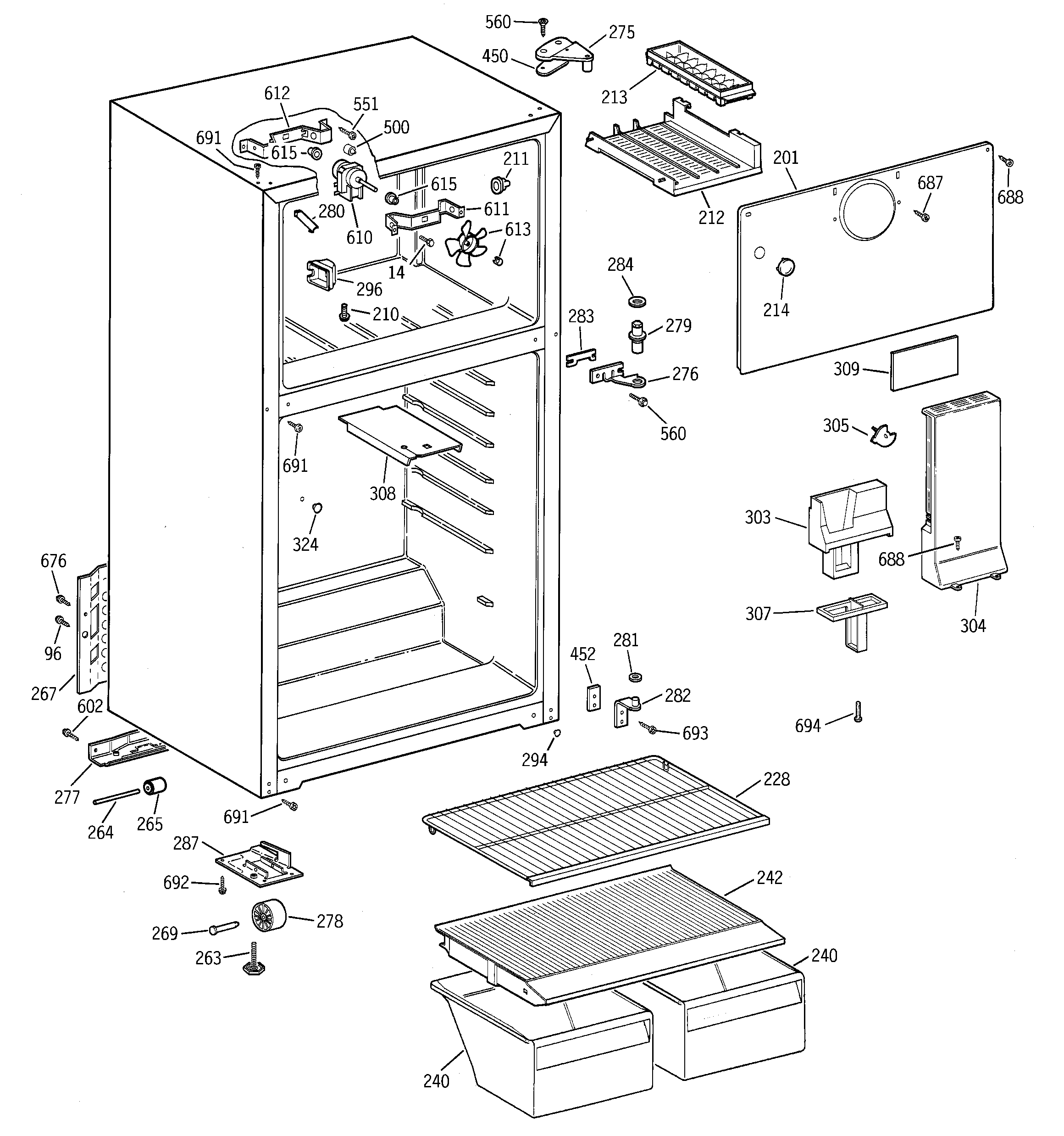 Hotpoint HTR17BBMDRAA cabinet diagram