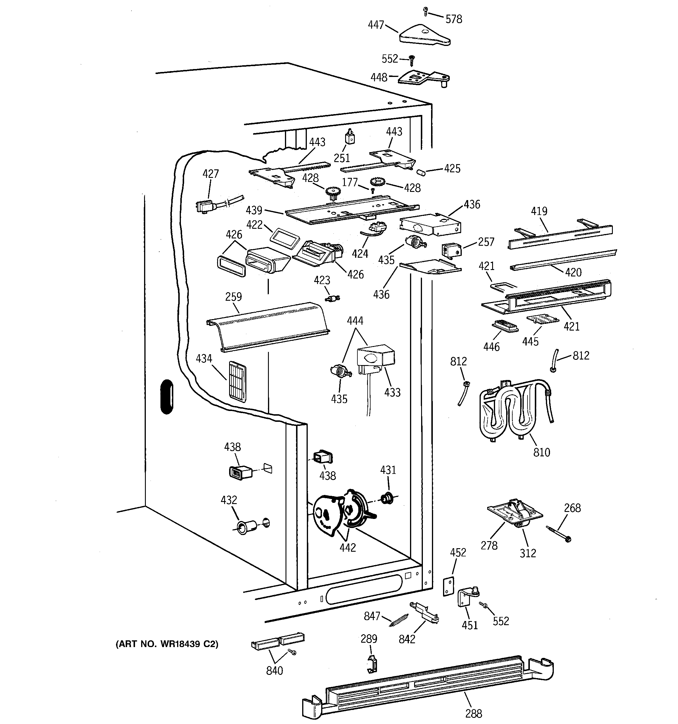 GE MSK28PFDBAA fresh food section diagram