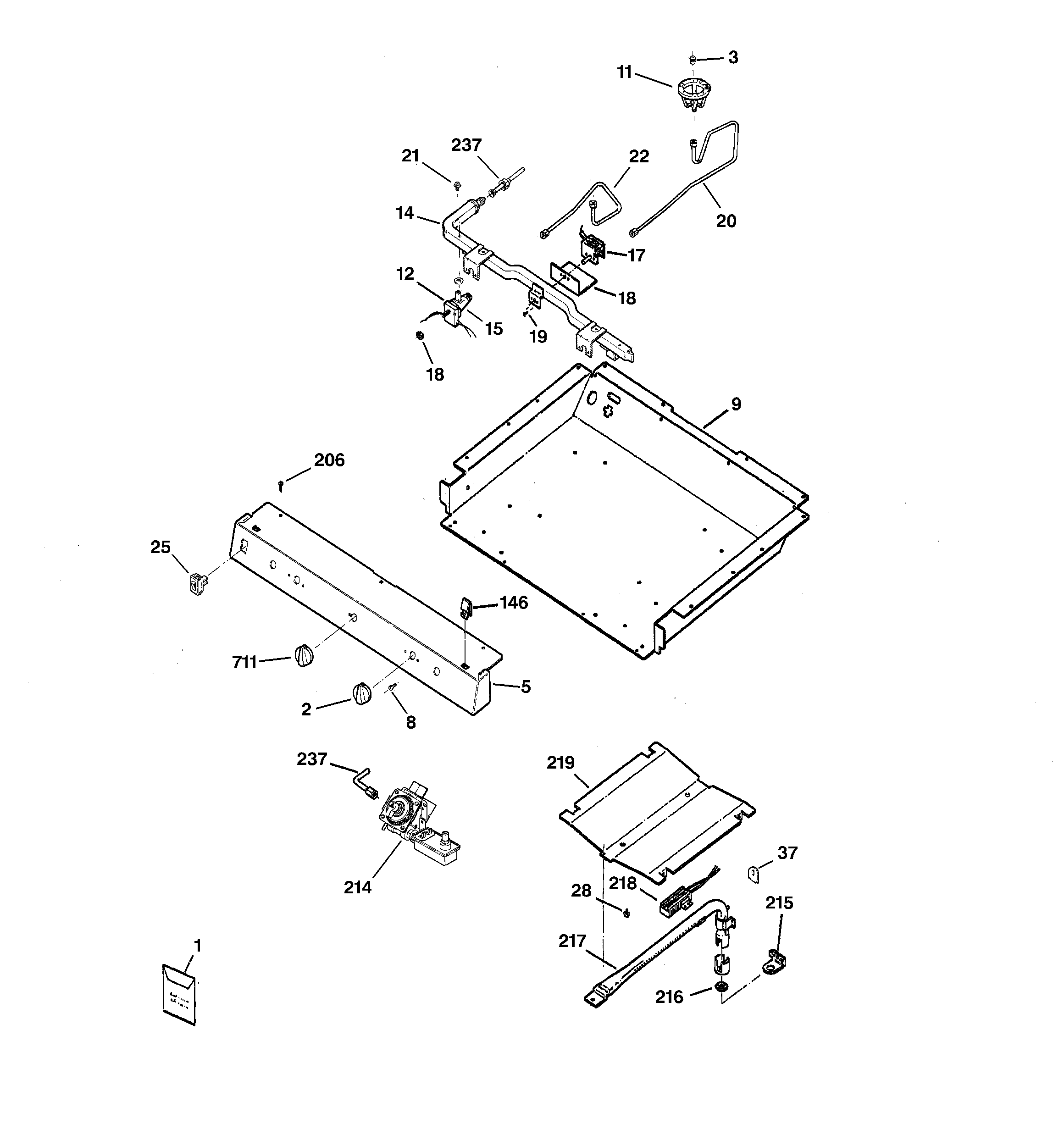 Kenmore 36273219200 gas & burner parts diagram