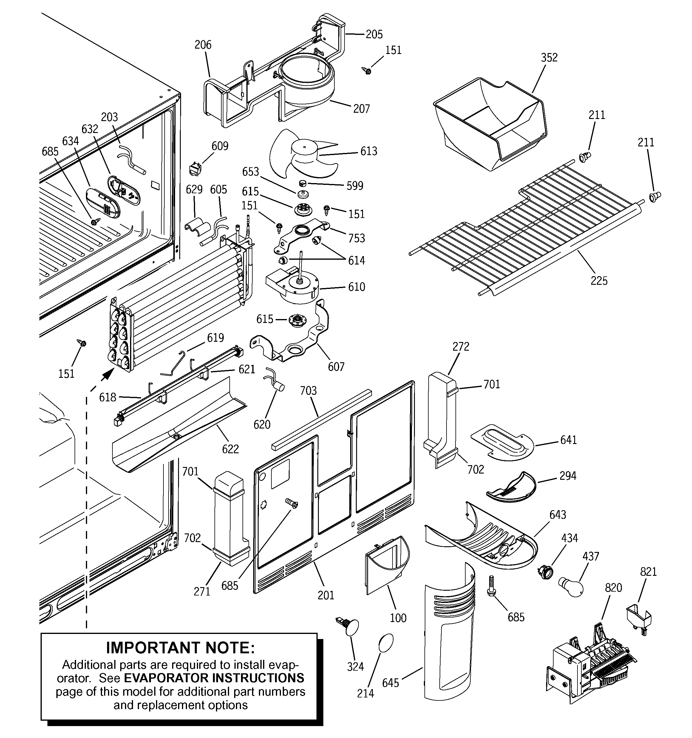 GE GTS22WCMBRBB freezer section diagram
