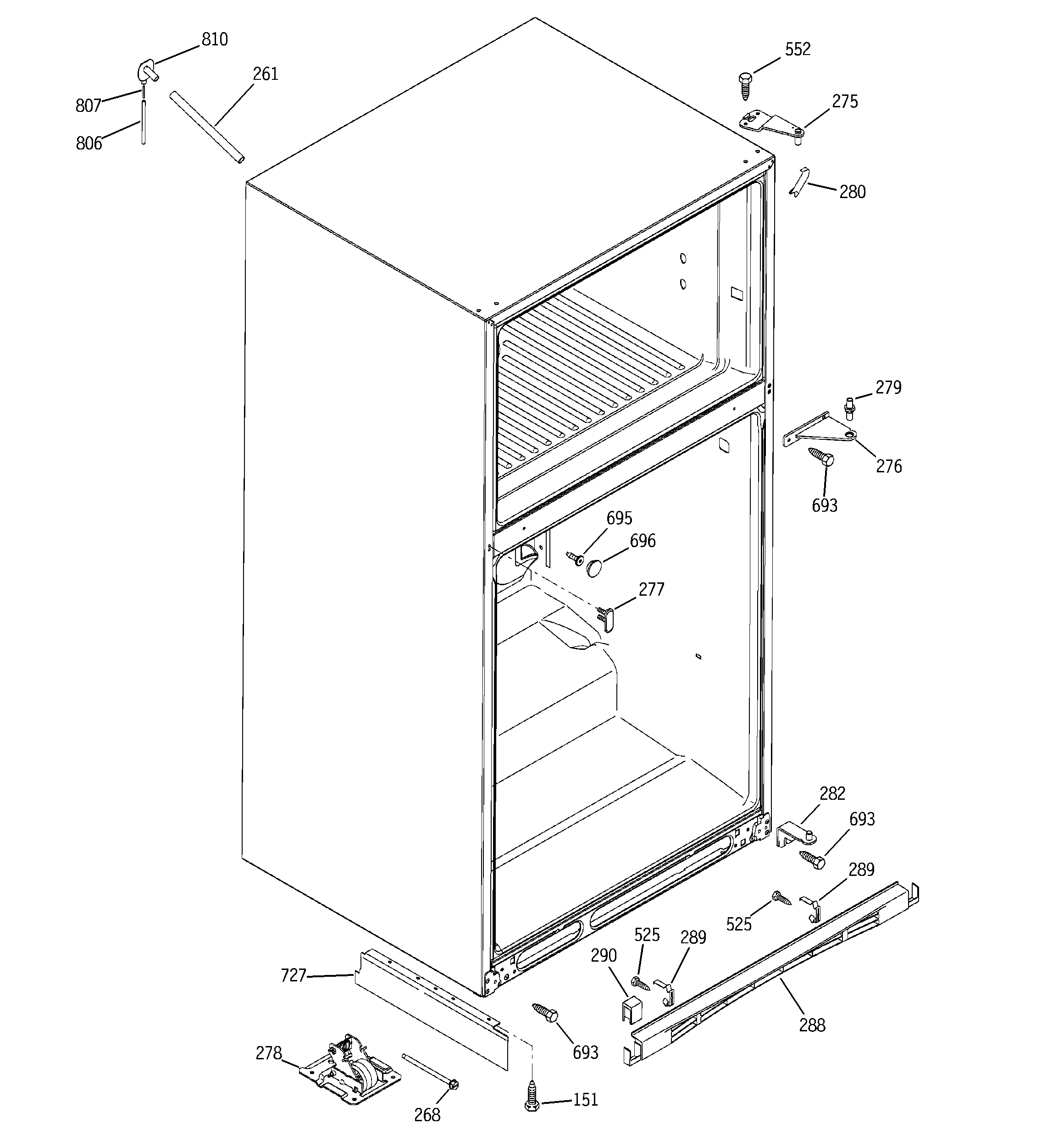 GE GTS22WCMBRBB cabinet diagram