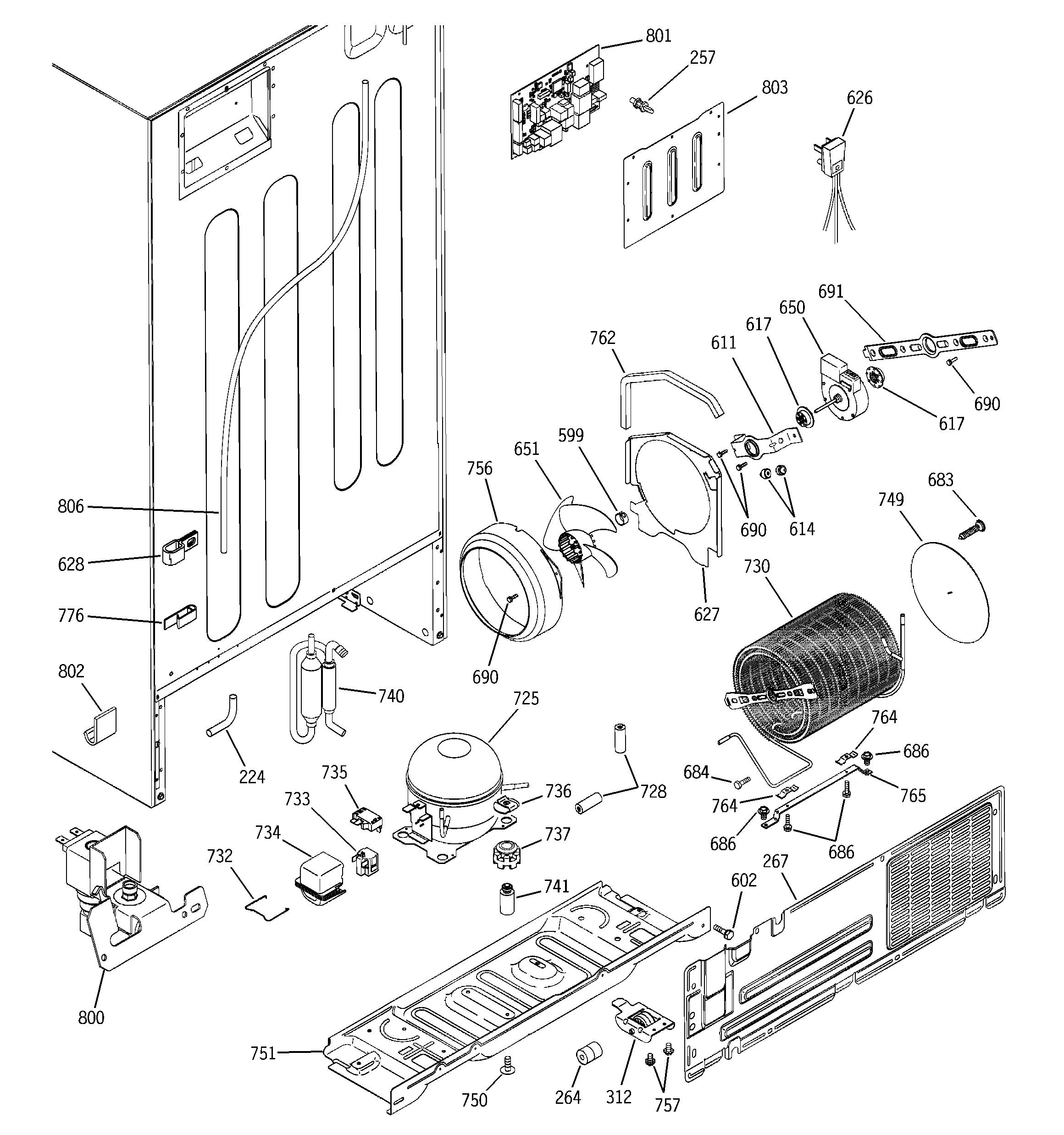 GE GTS22ZCMBRCC sealed system & mother board diagram