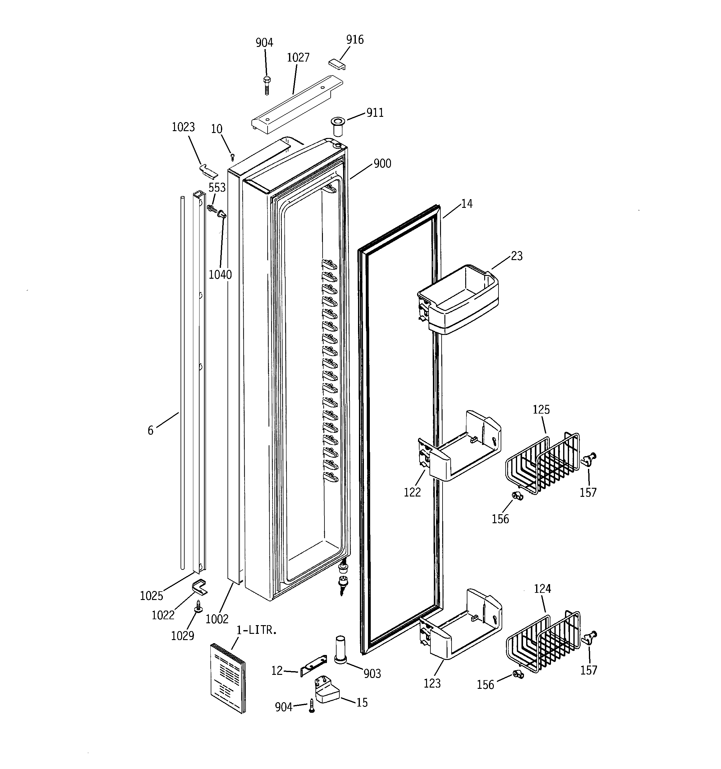 GE PSI23SCMAFBS freezer door diagram