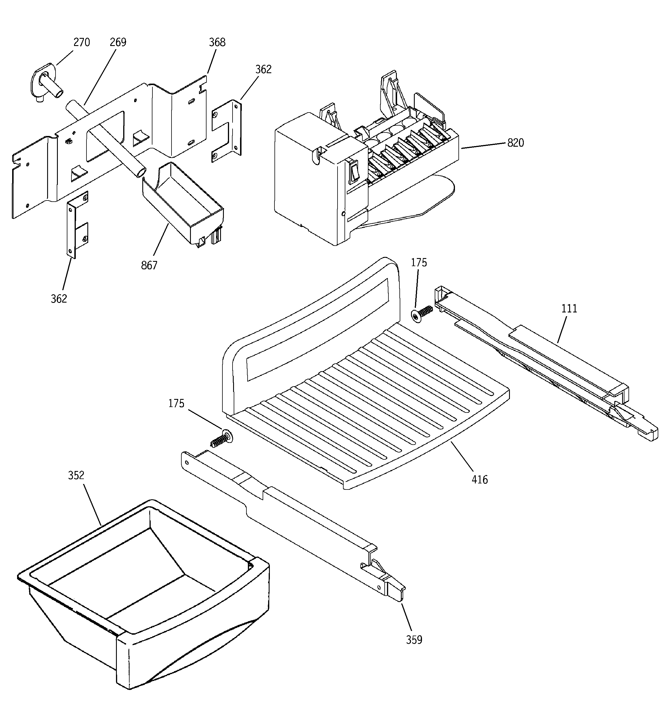 GE PSI23SCMAFBS ice maker & dispenser diagram