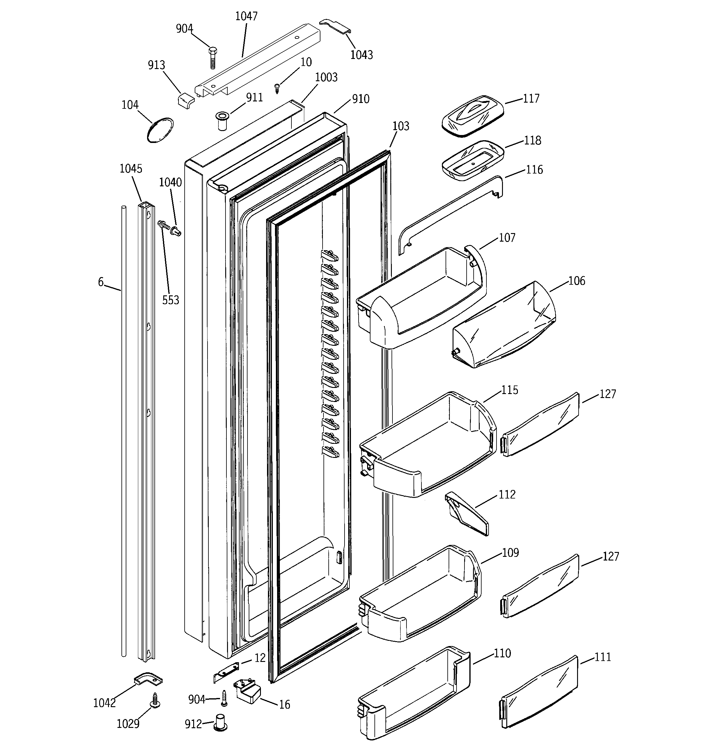 GE PSI23SGMCFBS fresh food door diagram