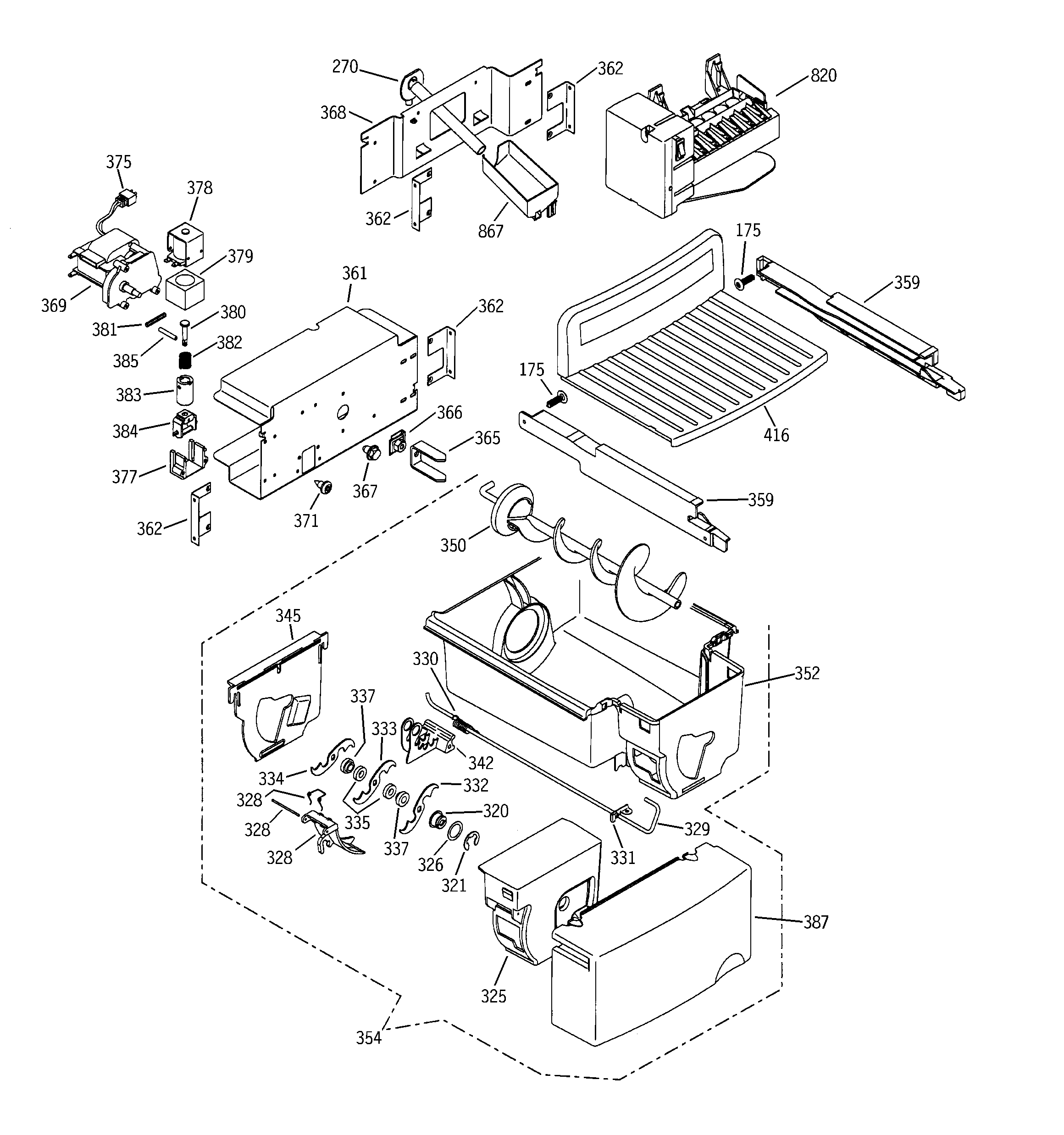 GE PSI23SGMCFBS ice maker & dispenser diagram