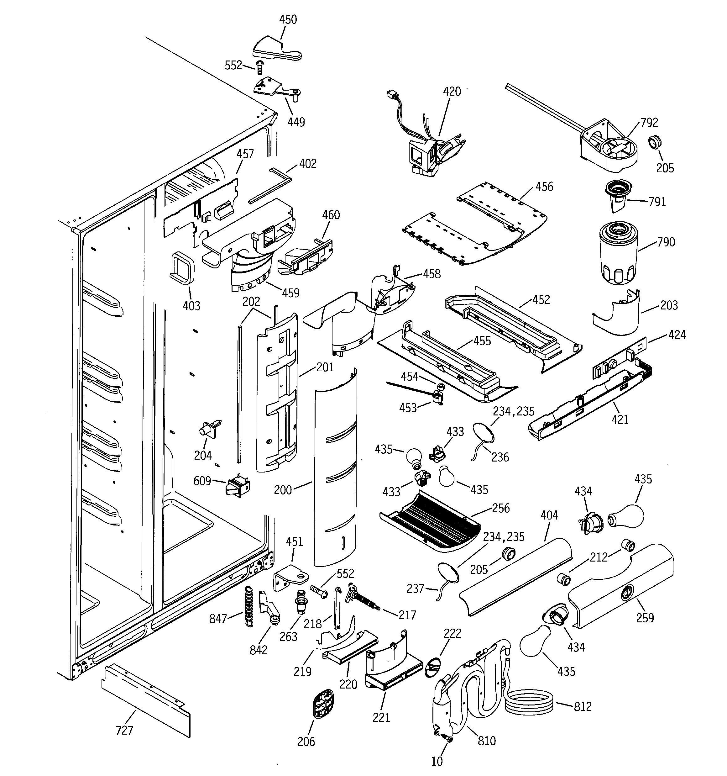 GE PSI23SGMCFBS fresh food section diagram