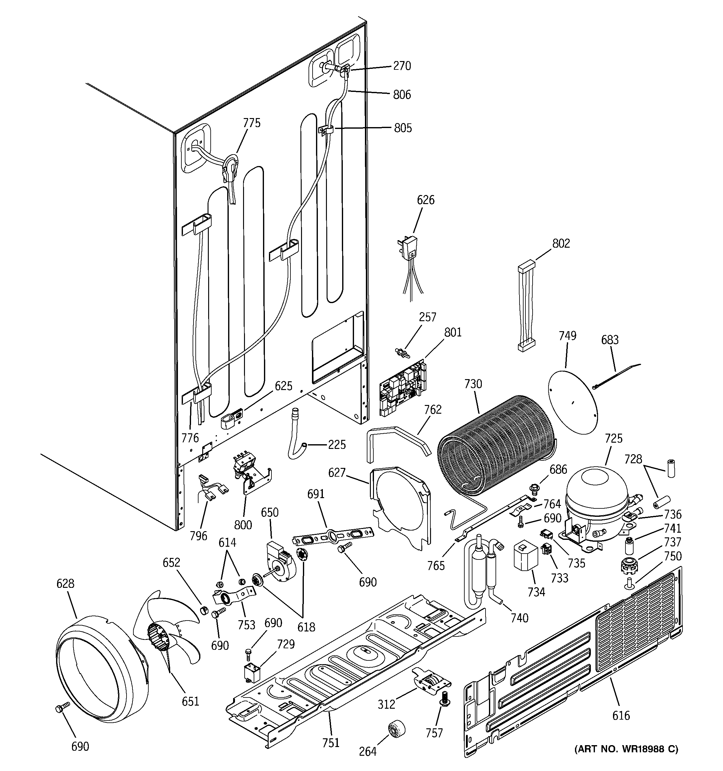 GE PSI23SGMDFBS sealed system & mother board diagram