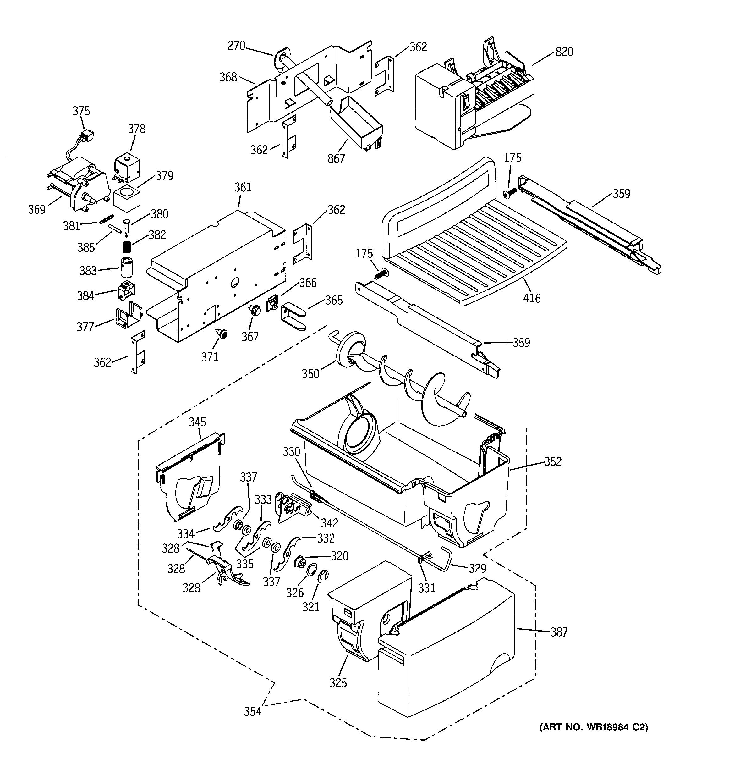 GE PSI23SGMDFBS ice maker & dispenser diagram