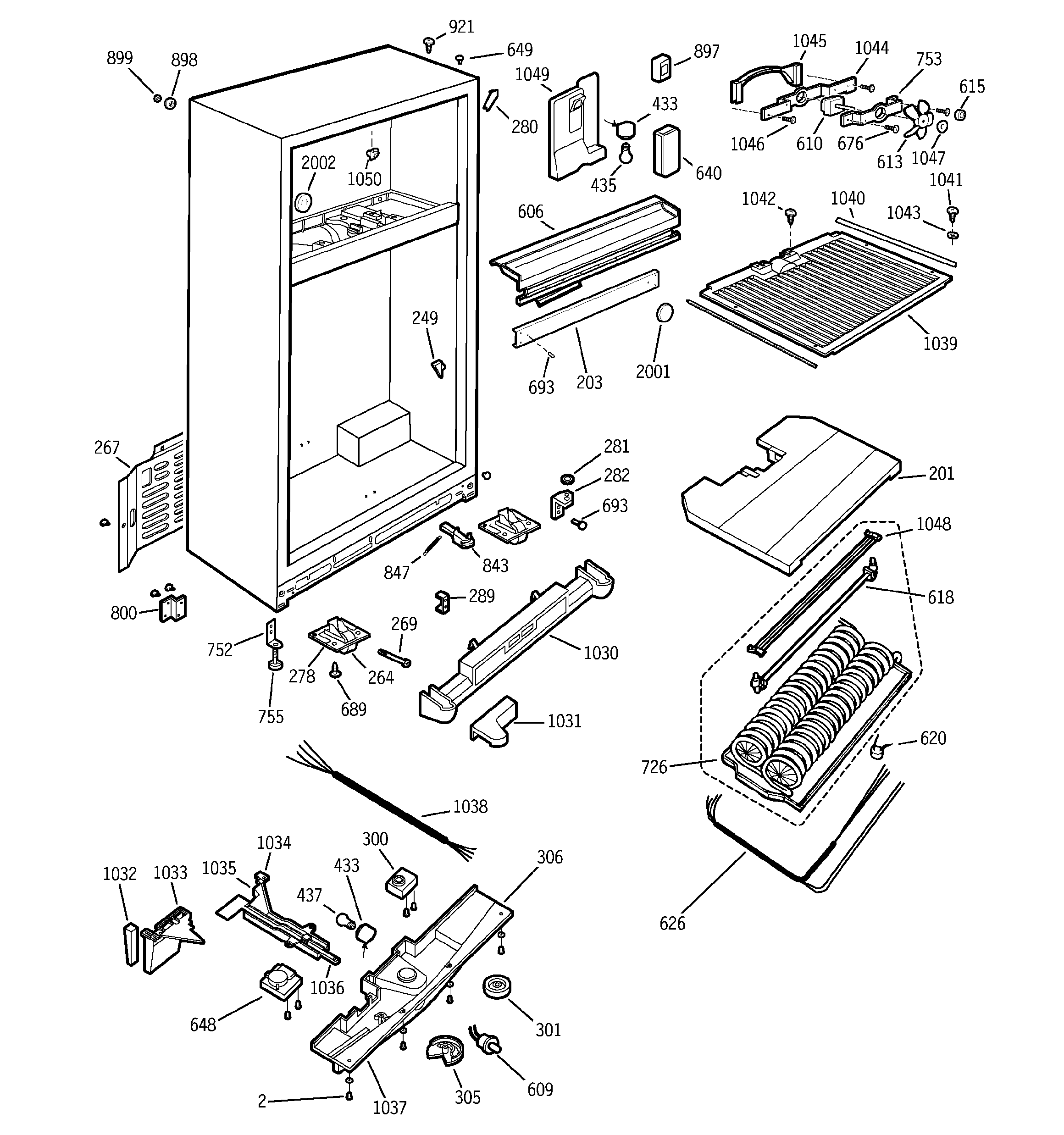 GE PTC22SBMARBS cabinet diagram