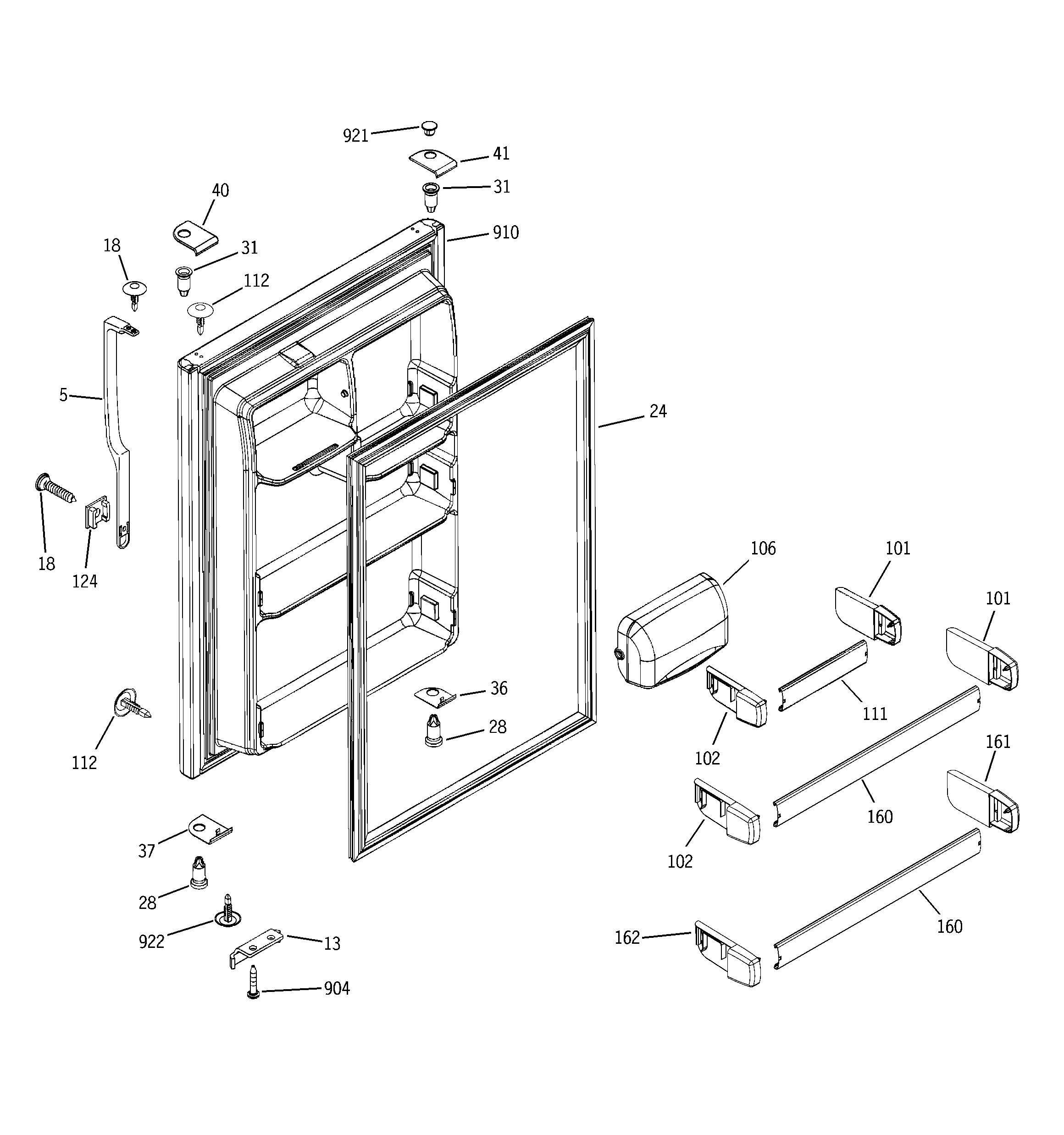 GE STS22ICMBRWW fresh food door diagram