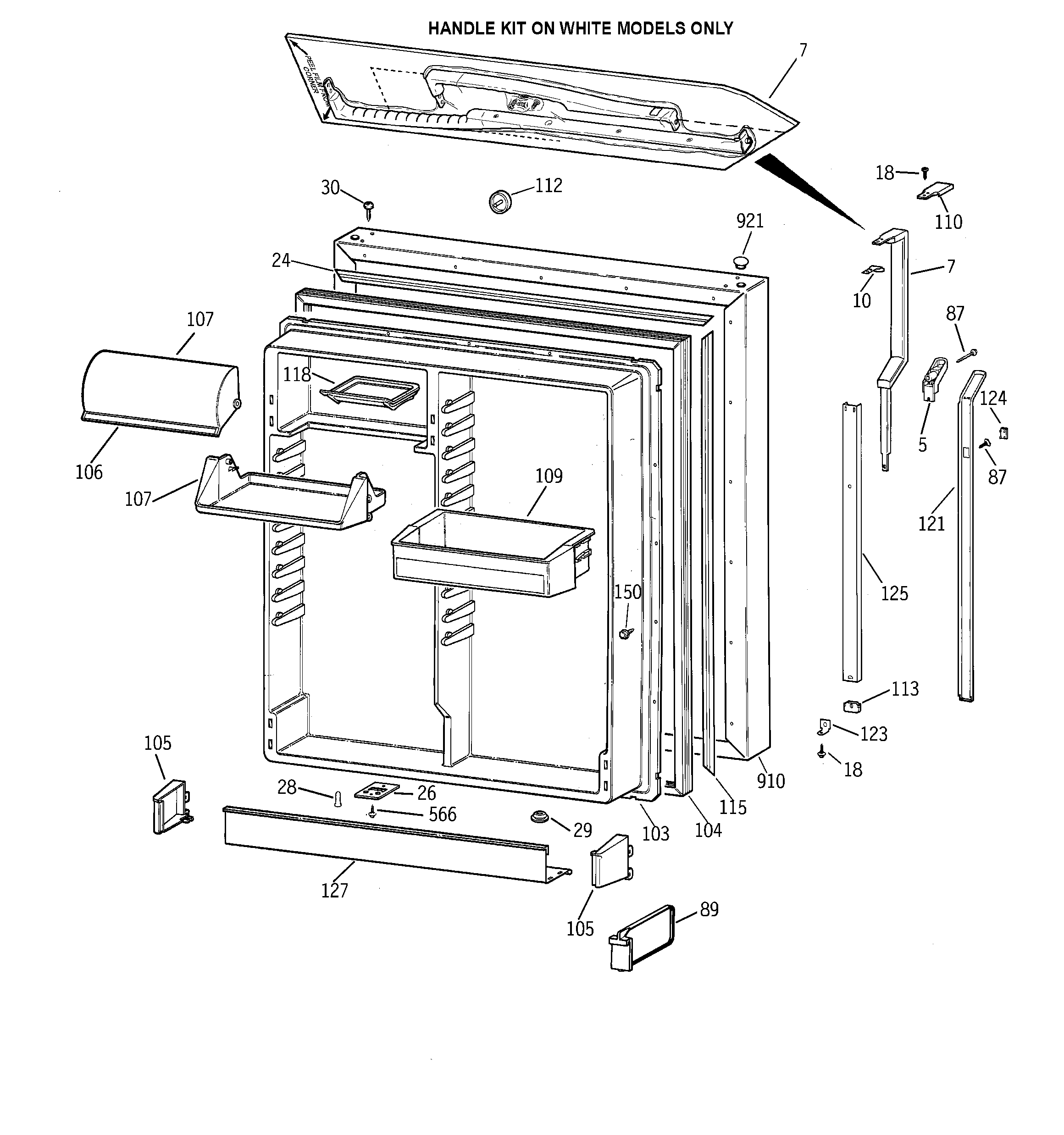 GE TBE19PASMRWW fresh food door diagram