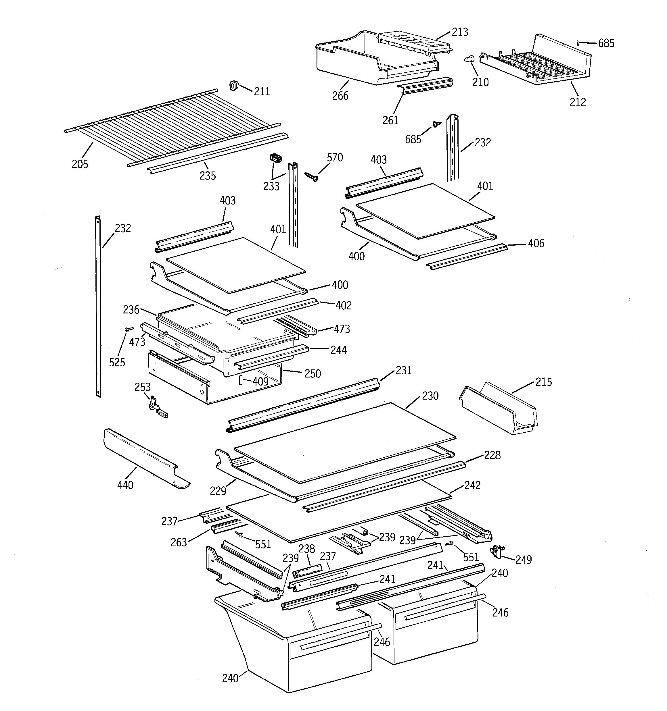 GE TBE19PASMRWW shelf parts diagram