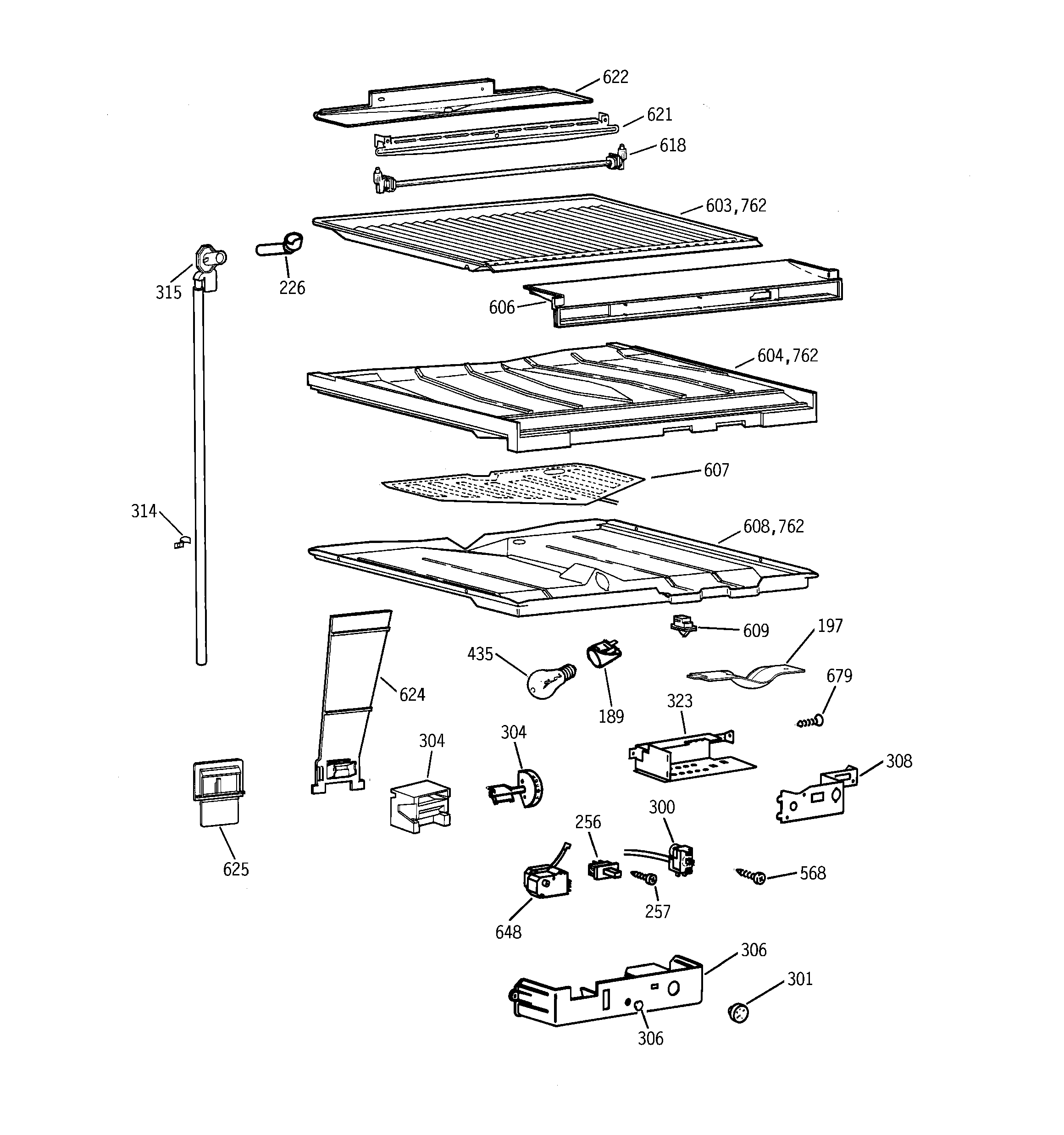GE TBE19PASMRWW compartment separator parts diagram