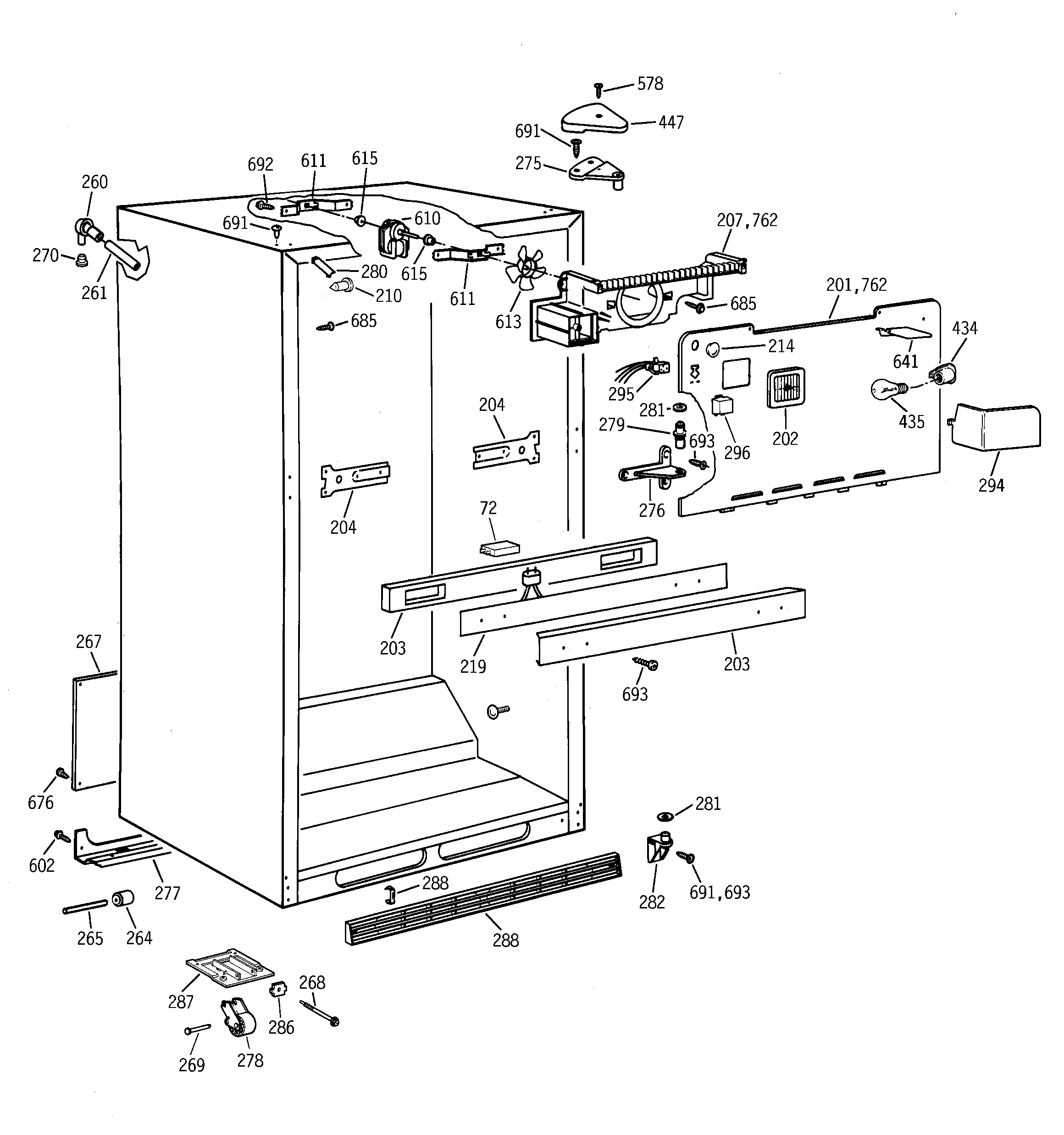 GE TBE19PASRRWW cabinet parts diagram