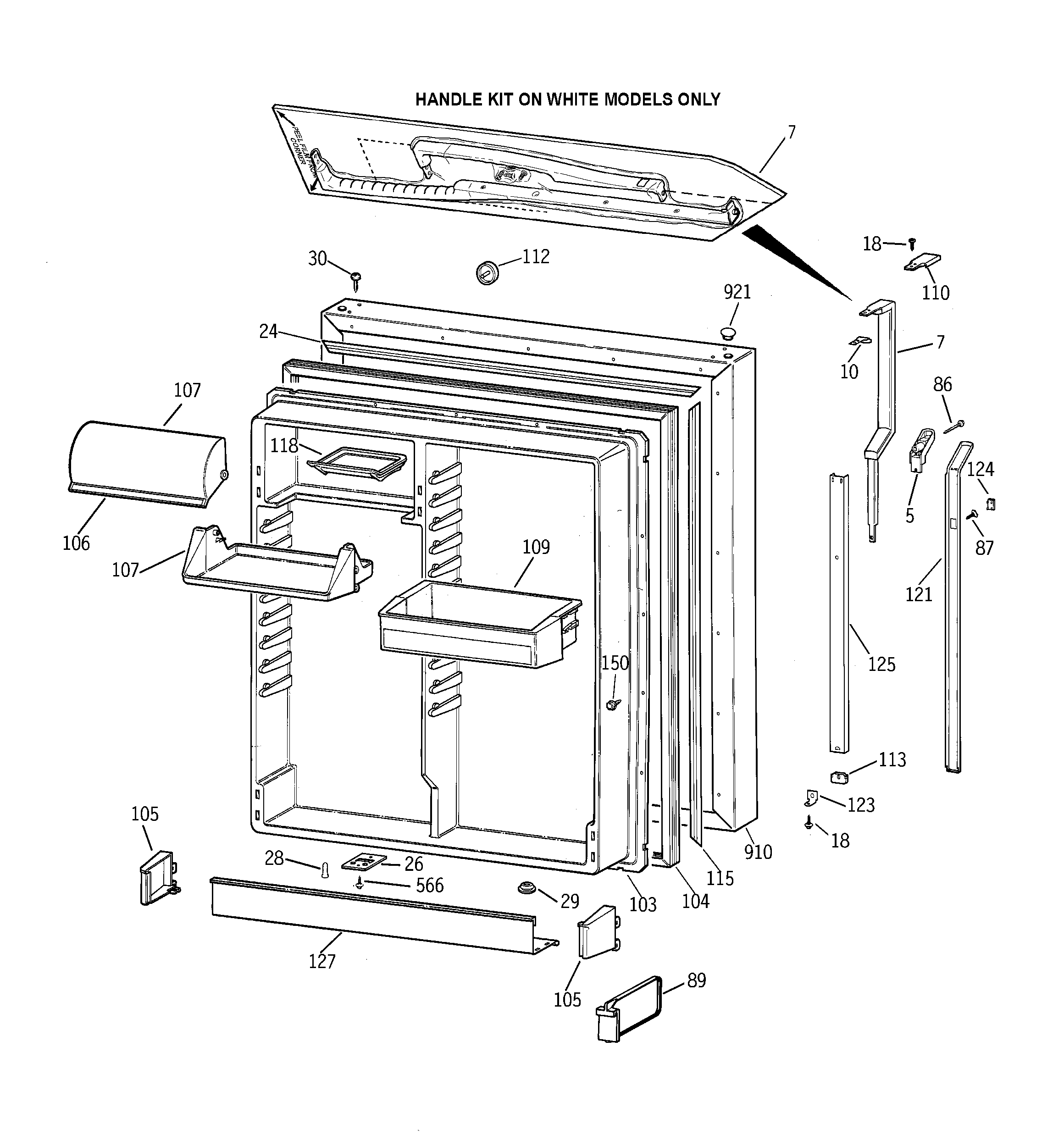 GE TBE19PATMRWW fresh food door diagram