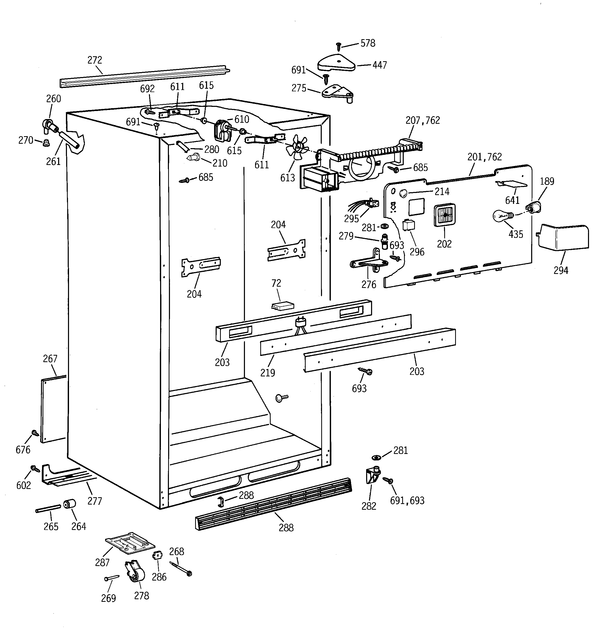 GE TBE19PATMRWW cabinet parts diagram