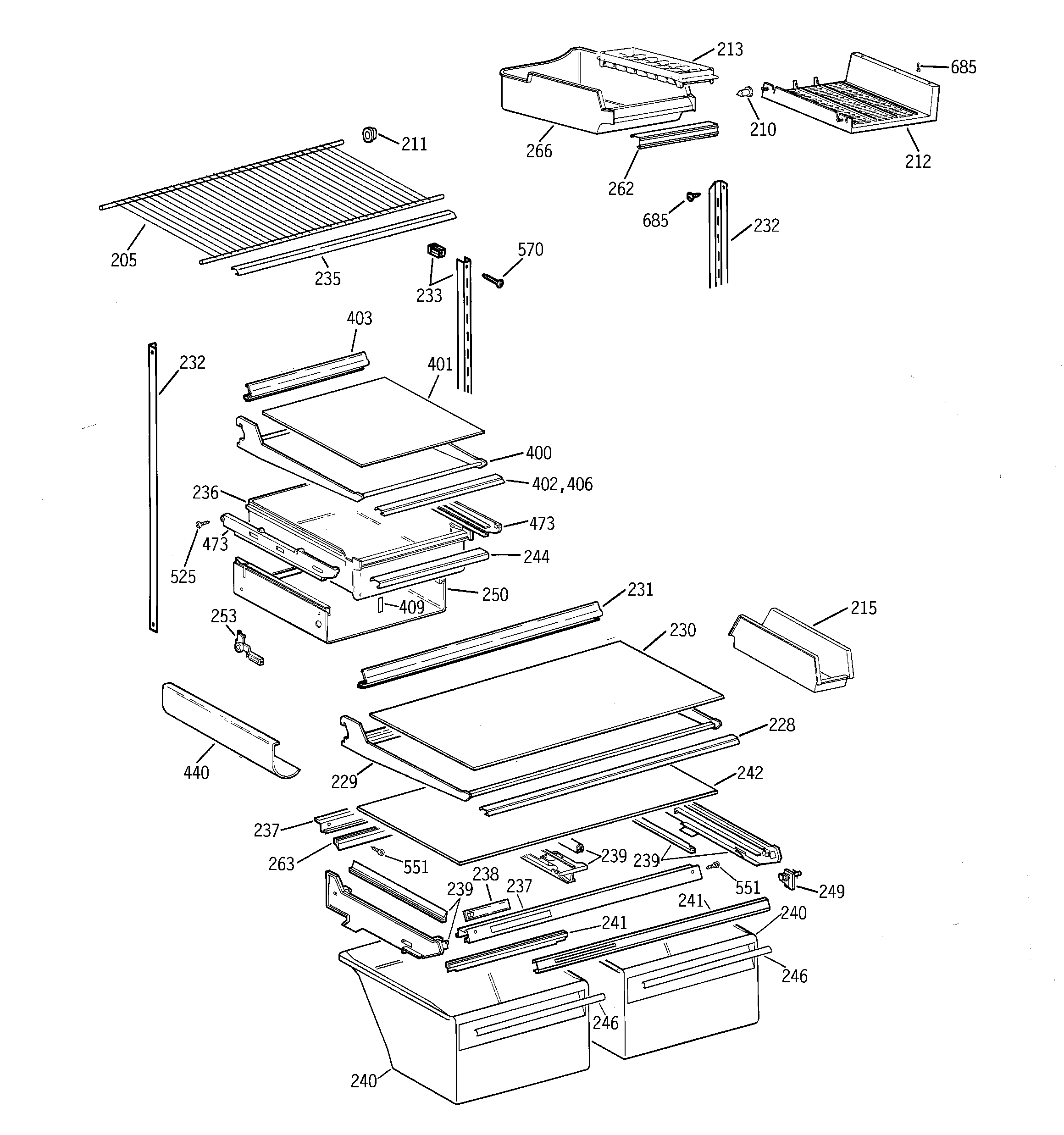 GE TBE19PATMRWW shelf parts diagram