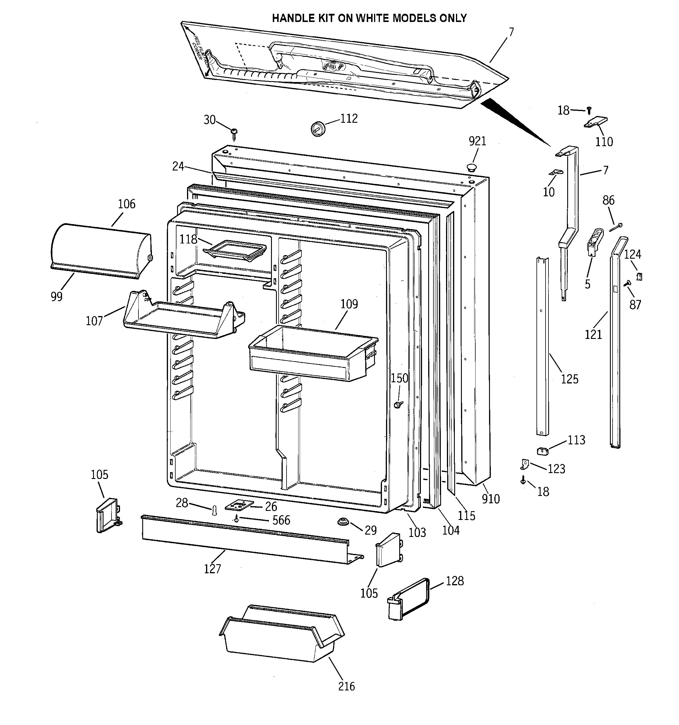 GE TBH19PAXTRWW fresh food door diagram