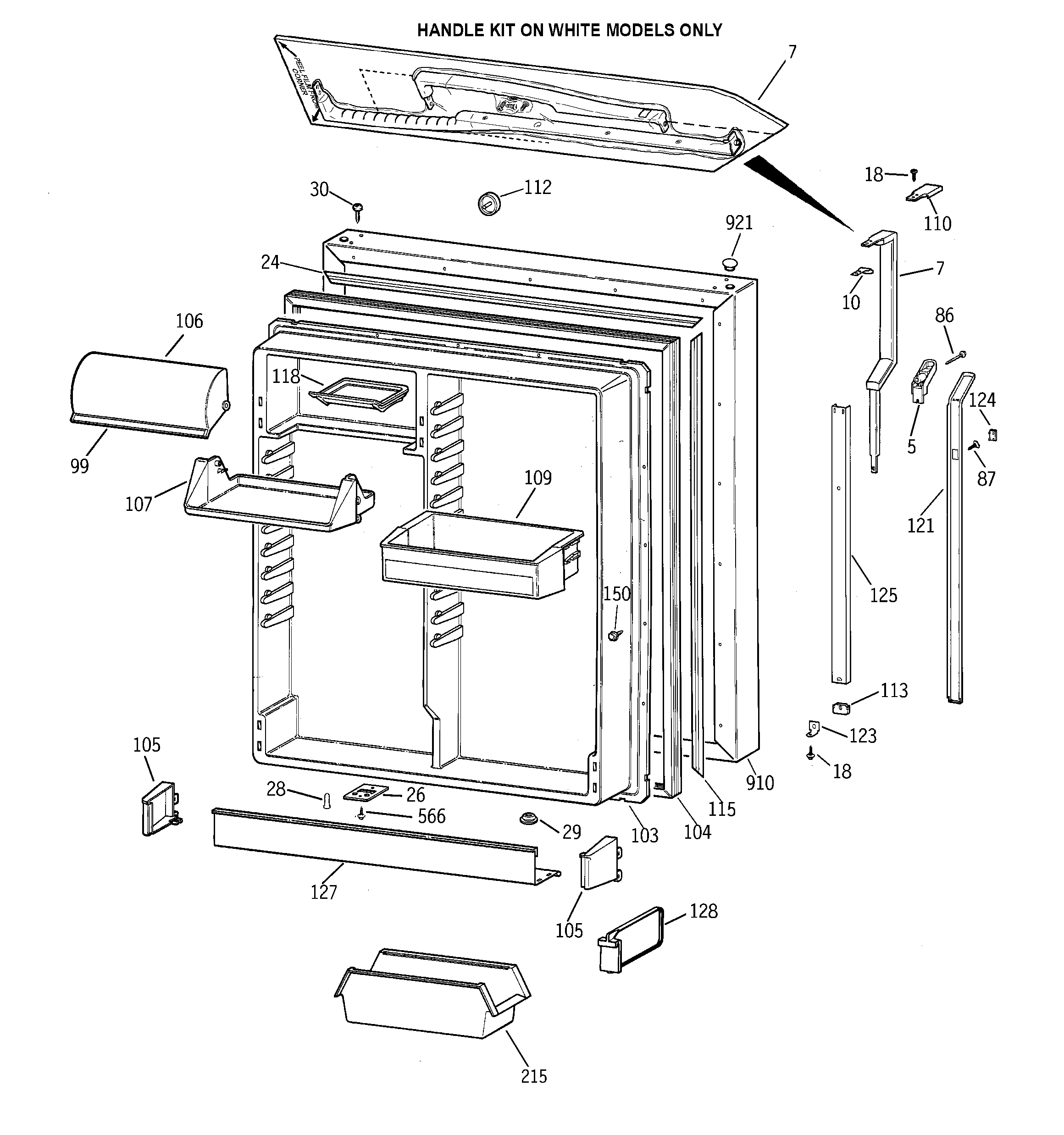 GE TBK19PAXSRAA fresh food door diagram