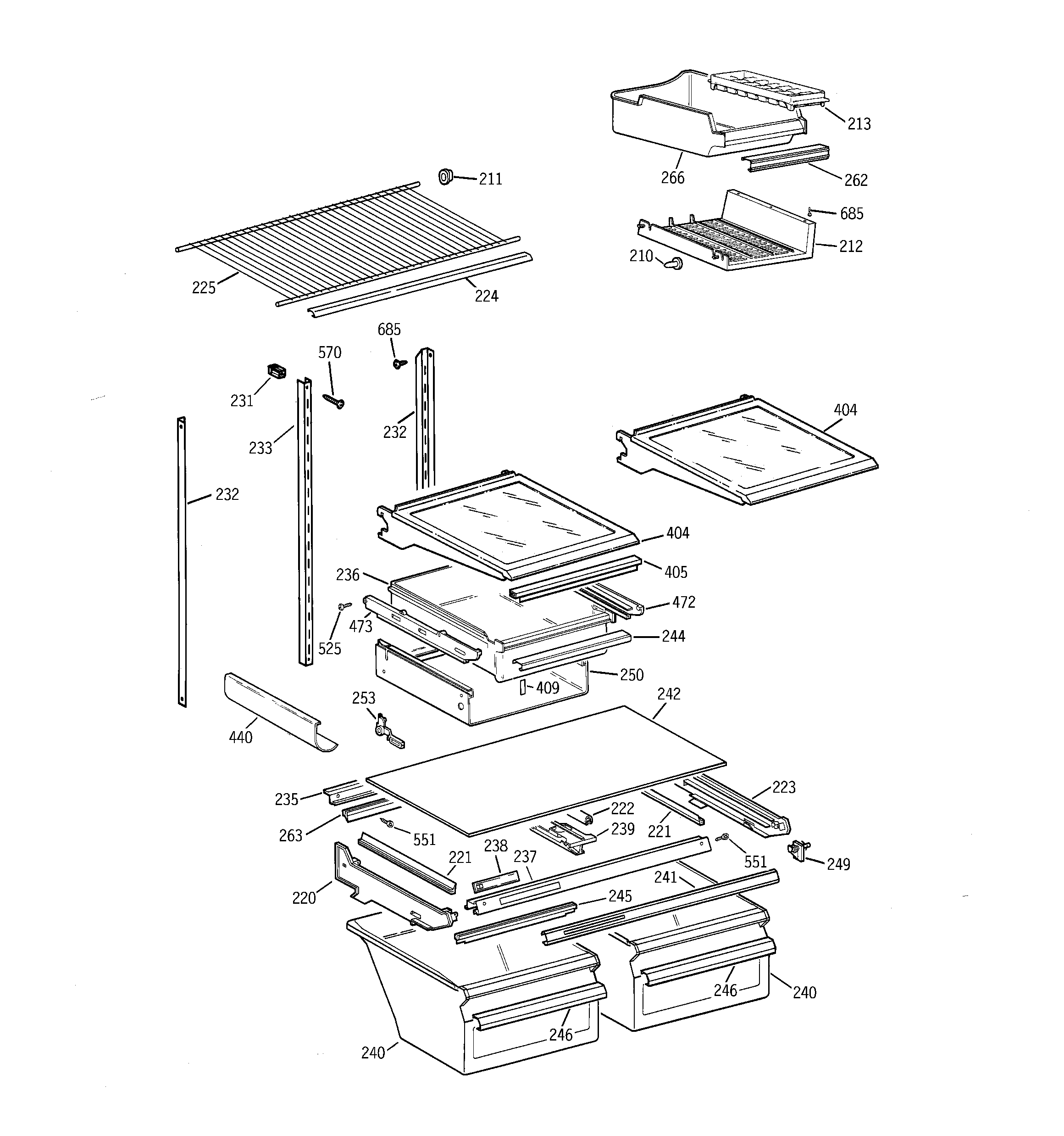 GE TBK19PAXSRAA shelf parts diagram
