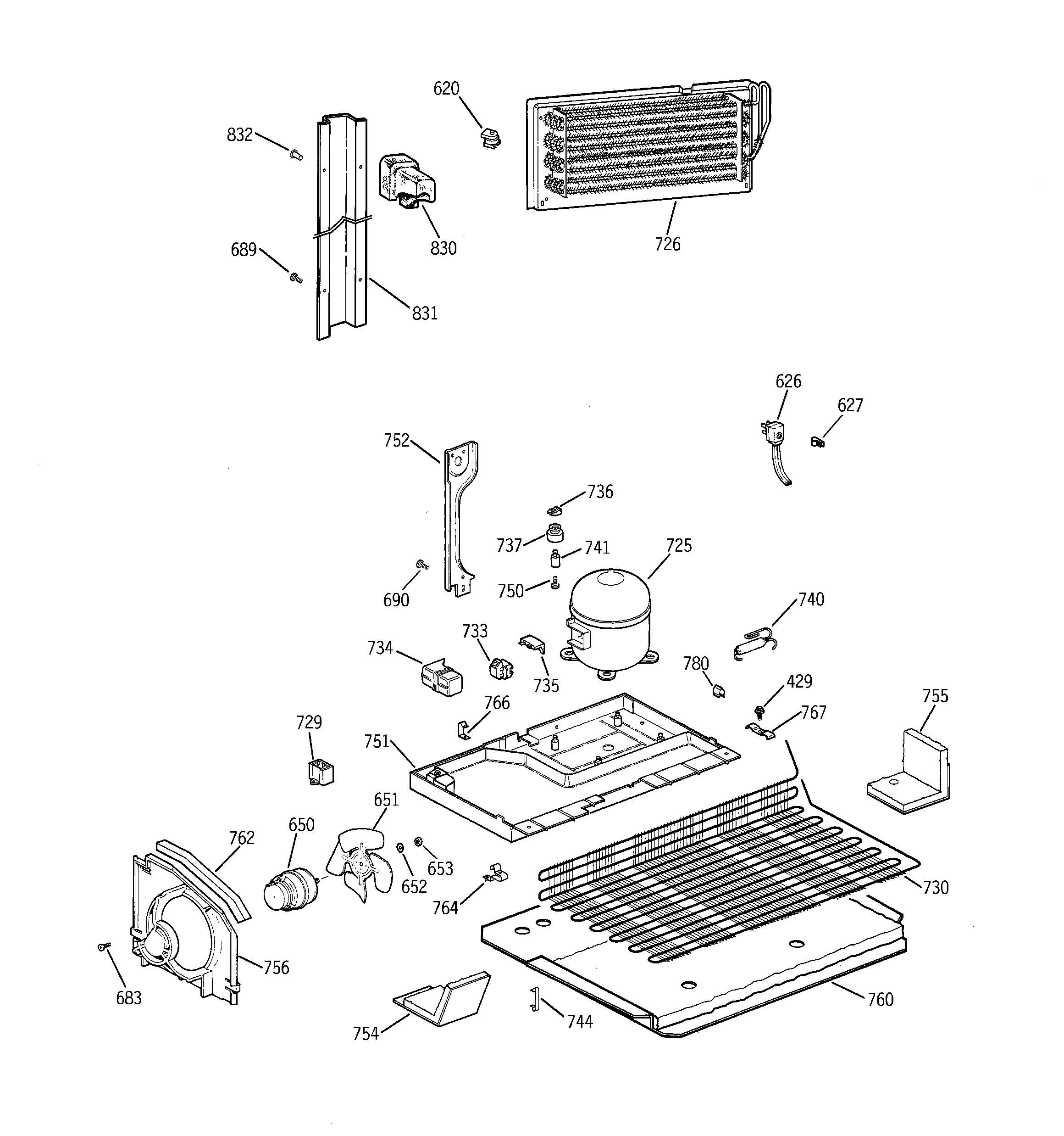 GE TBK19PAXSRAA unit parts diagram