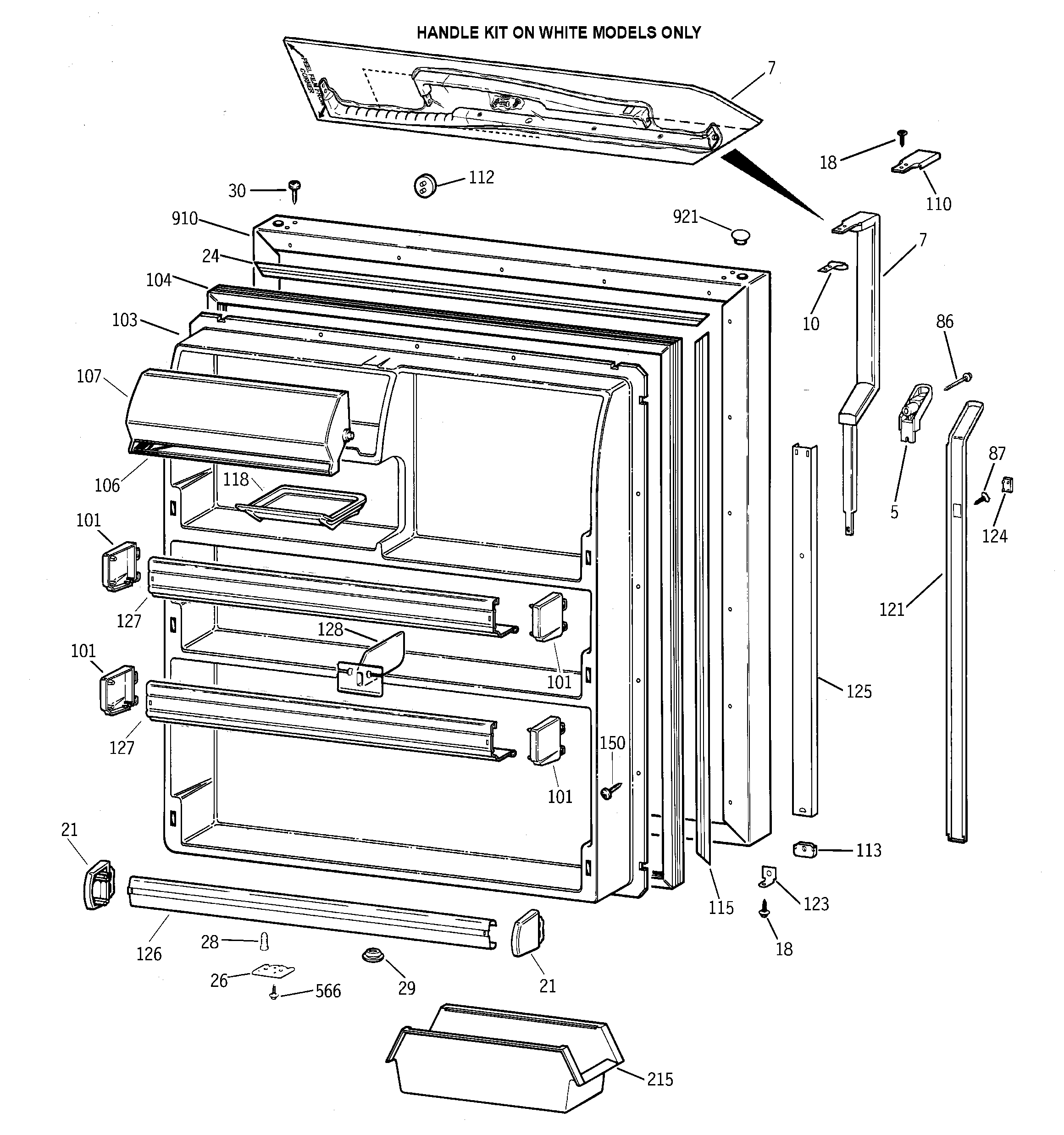GE TBX21JASCRWW fresh food door diagram