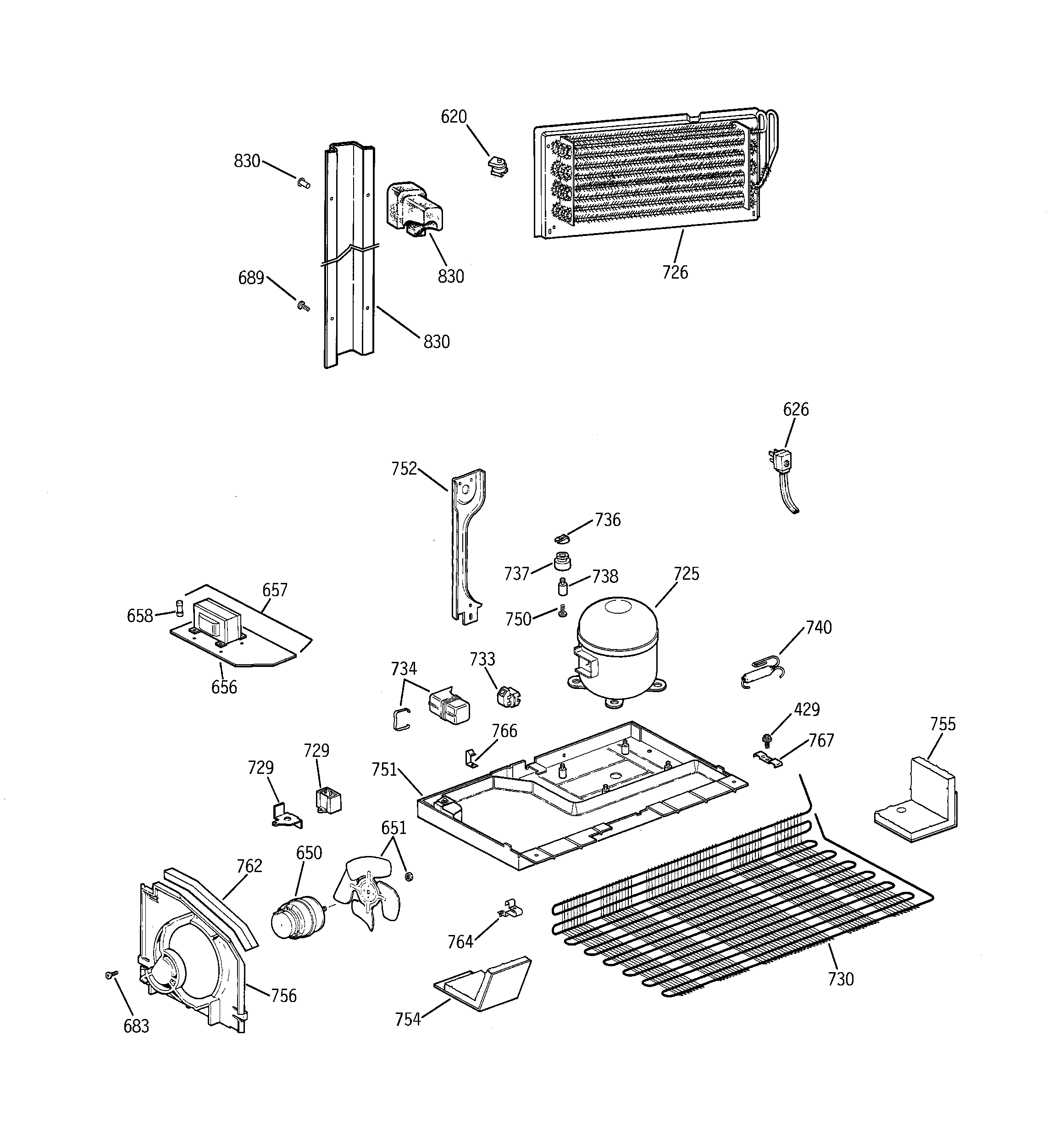 GE TBE19PATNRWW unit parts diagram