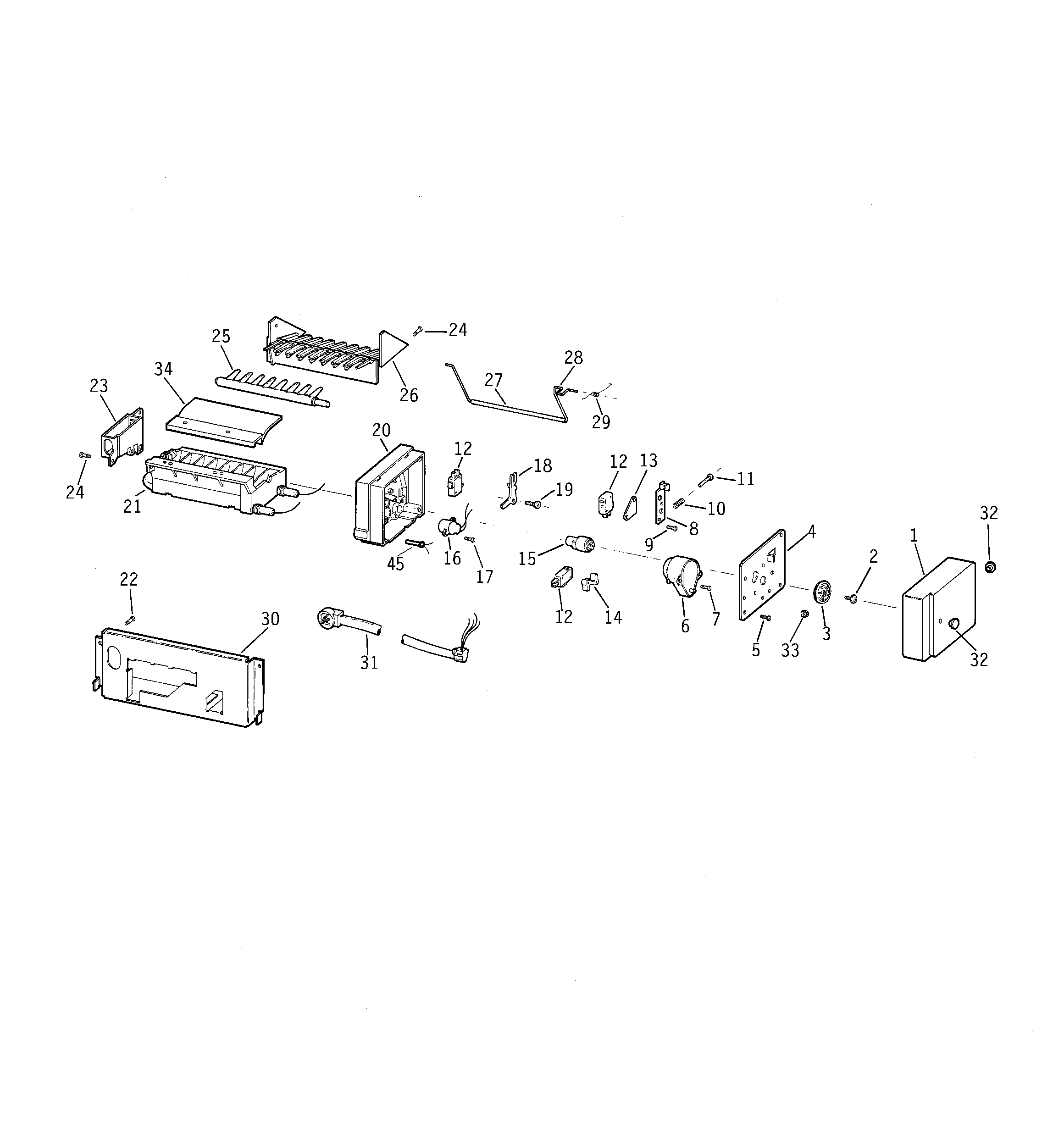 GE TBE25PCSLLAA ice maker diagram