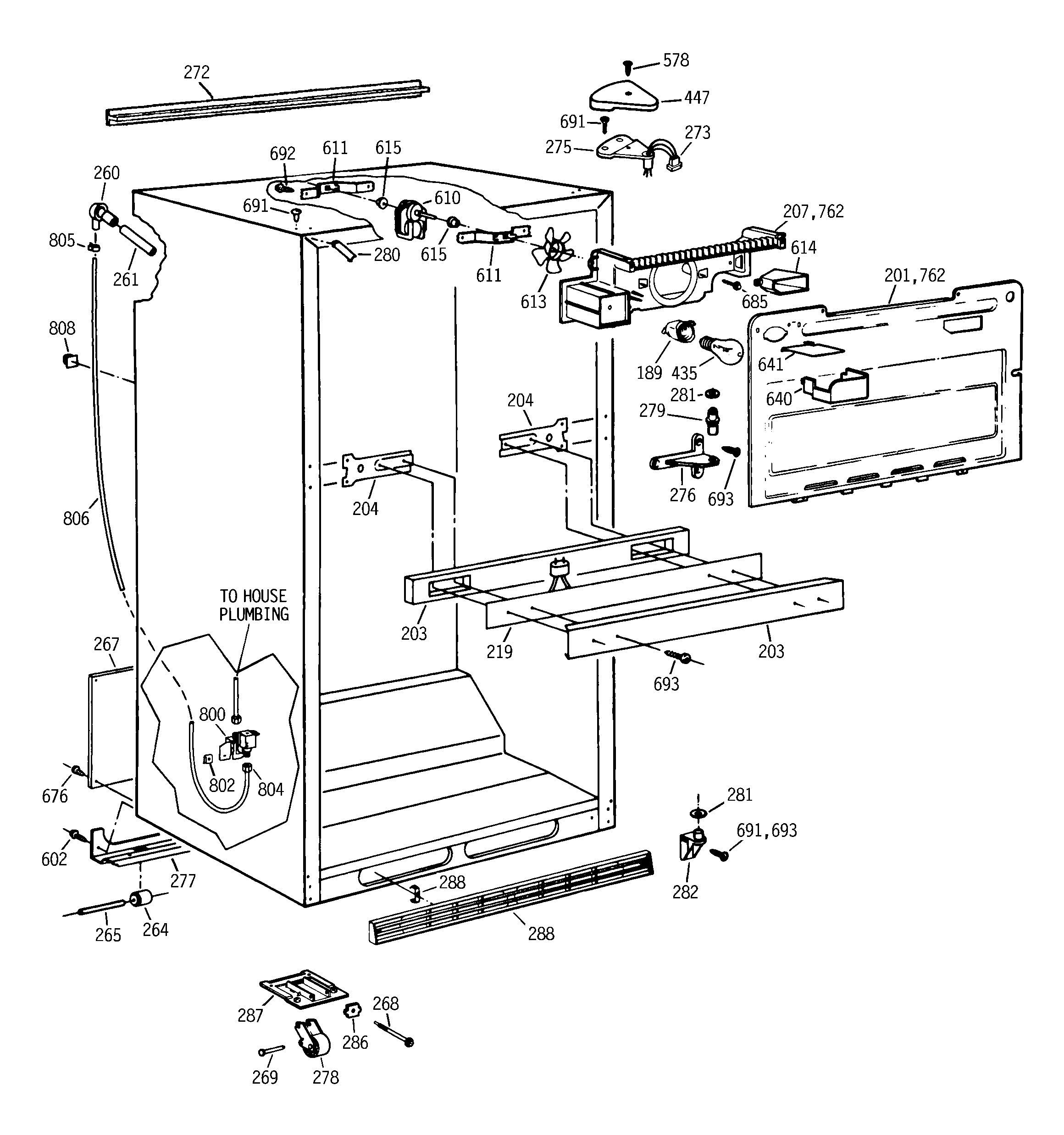 GE TBE25PCTHRAA cabinet diagram