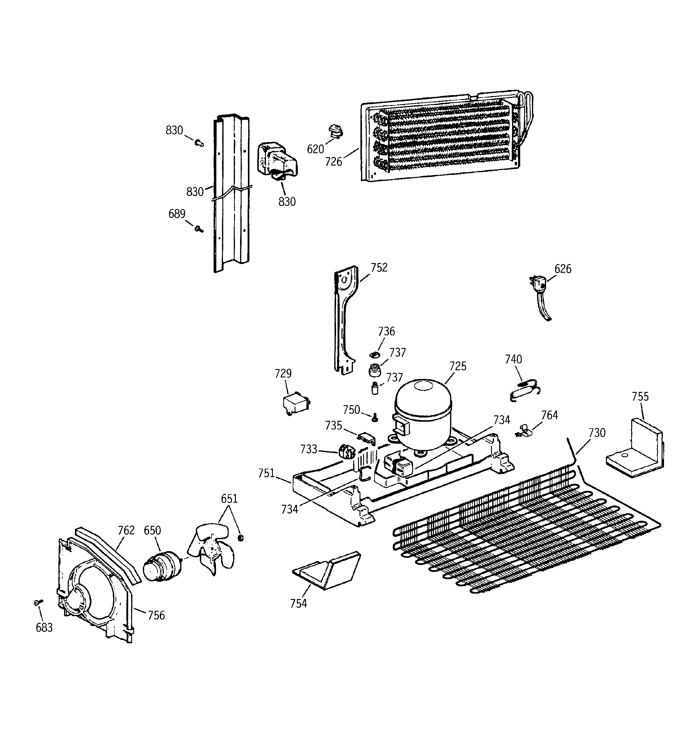 GE TBE25PCTHRAA unit parts diagram
