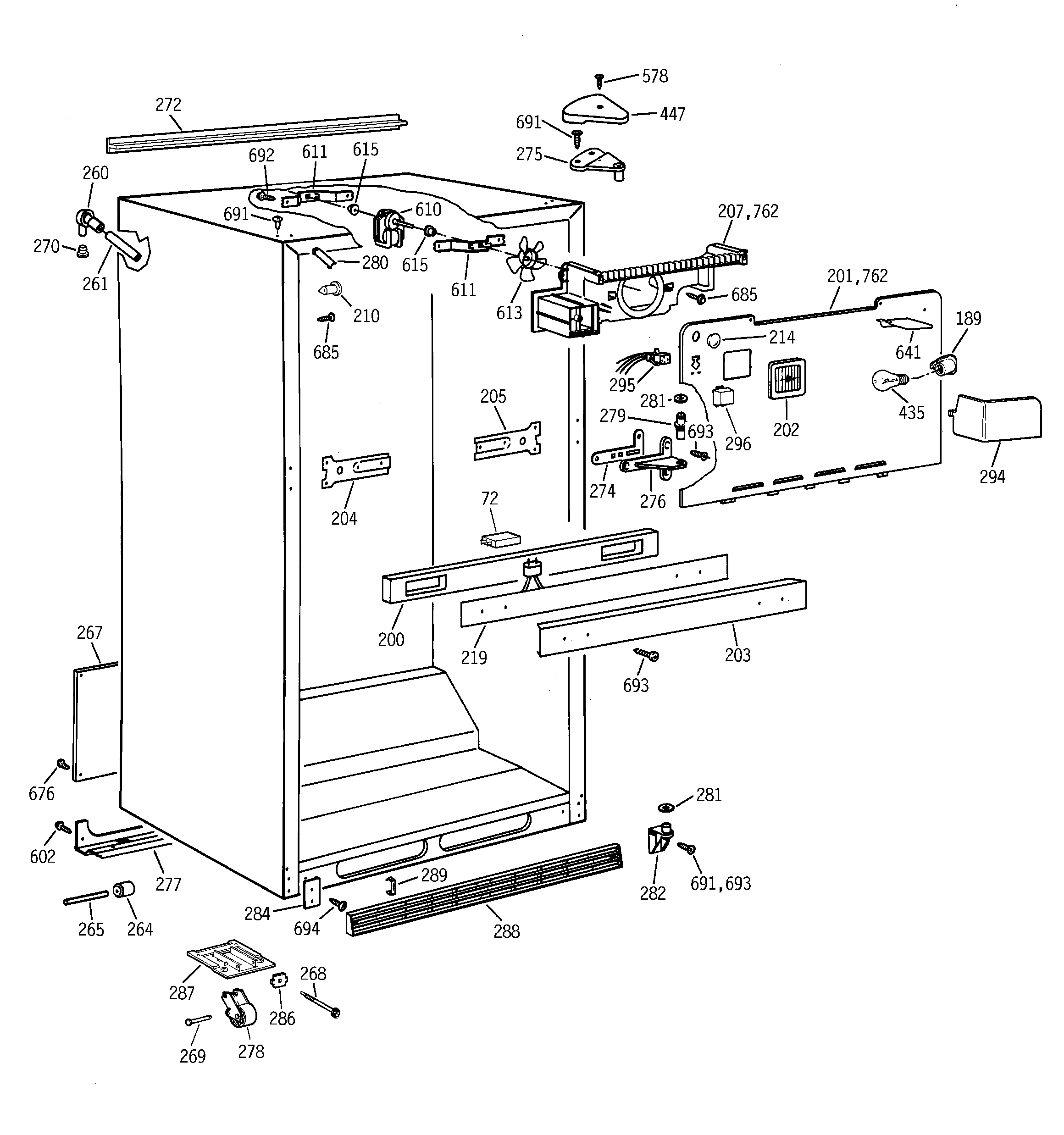 GE TBG22PAXKRWW cabinet parts diagram