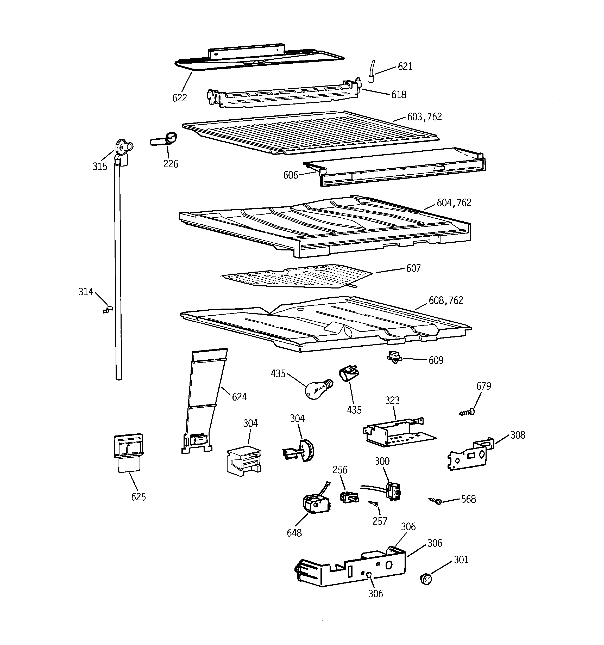 GE TBG22PAXKRWW compartment separator parts diagram
