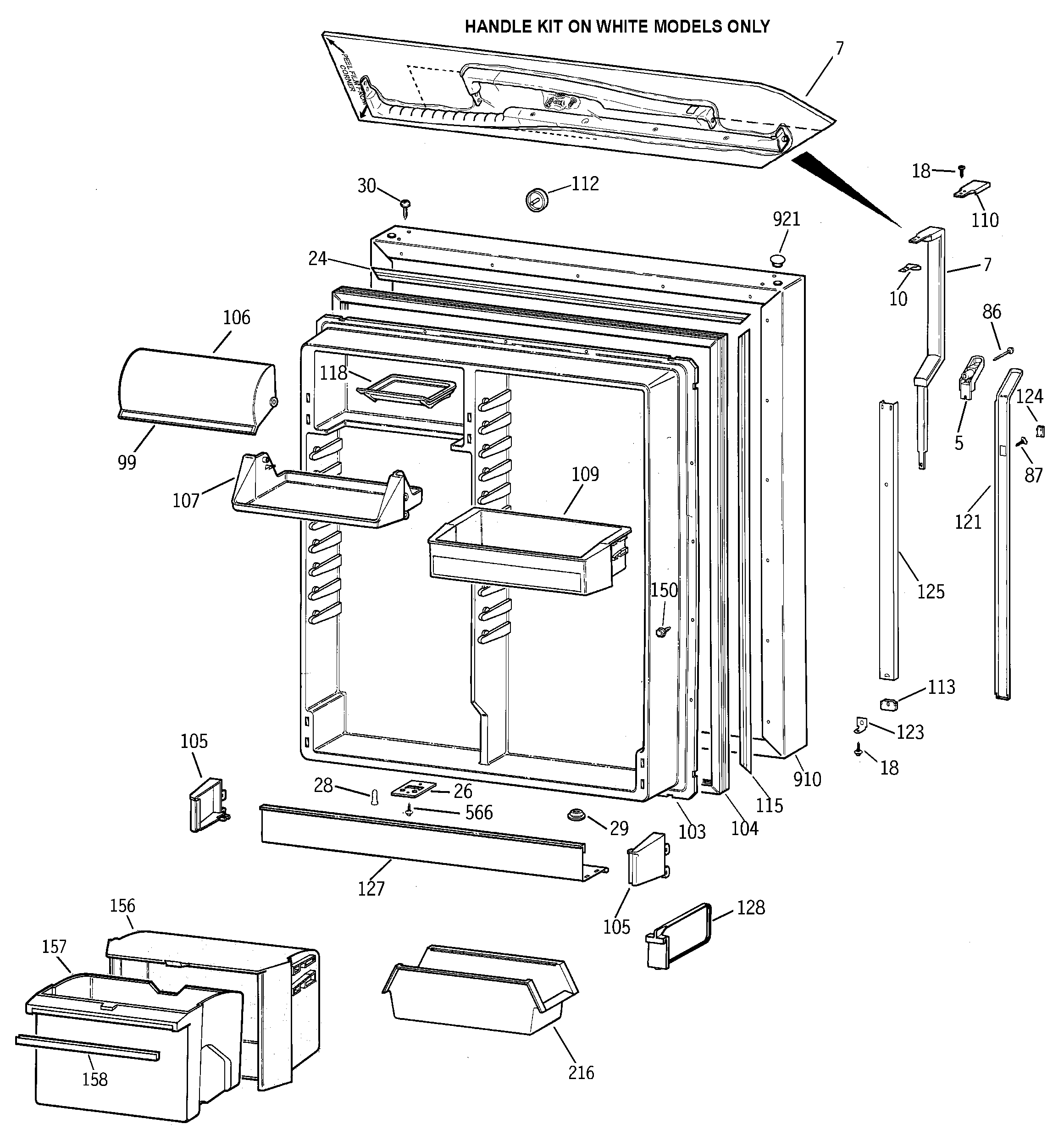 GE TBG22PAYBRWW fresh food door diagram