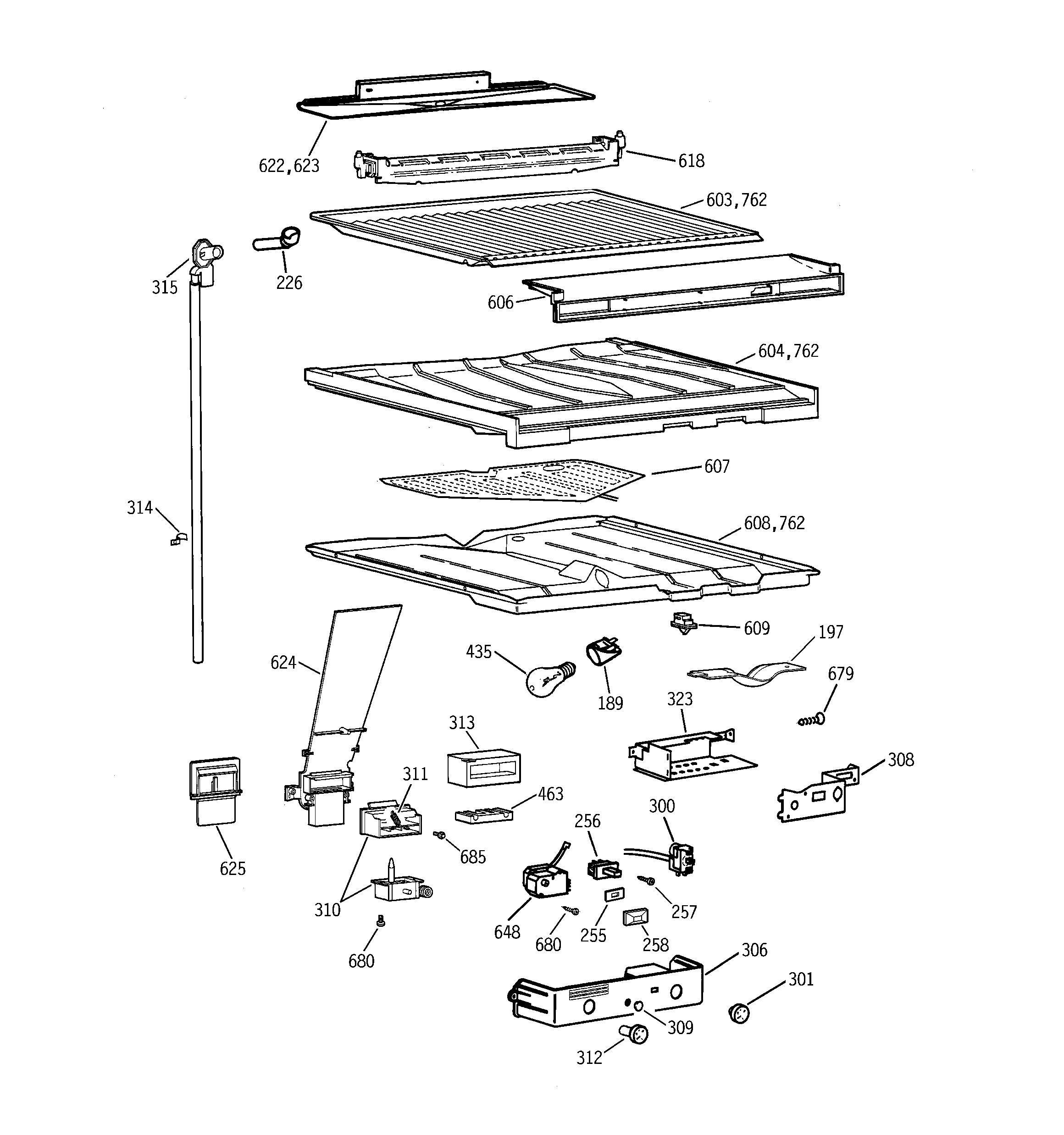 GE TBG22PAYBRWW compartment separator parts diagram