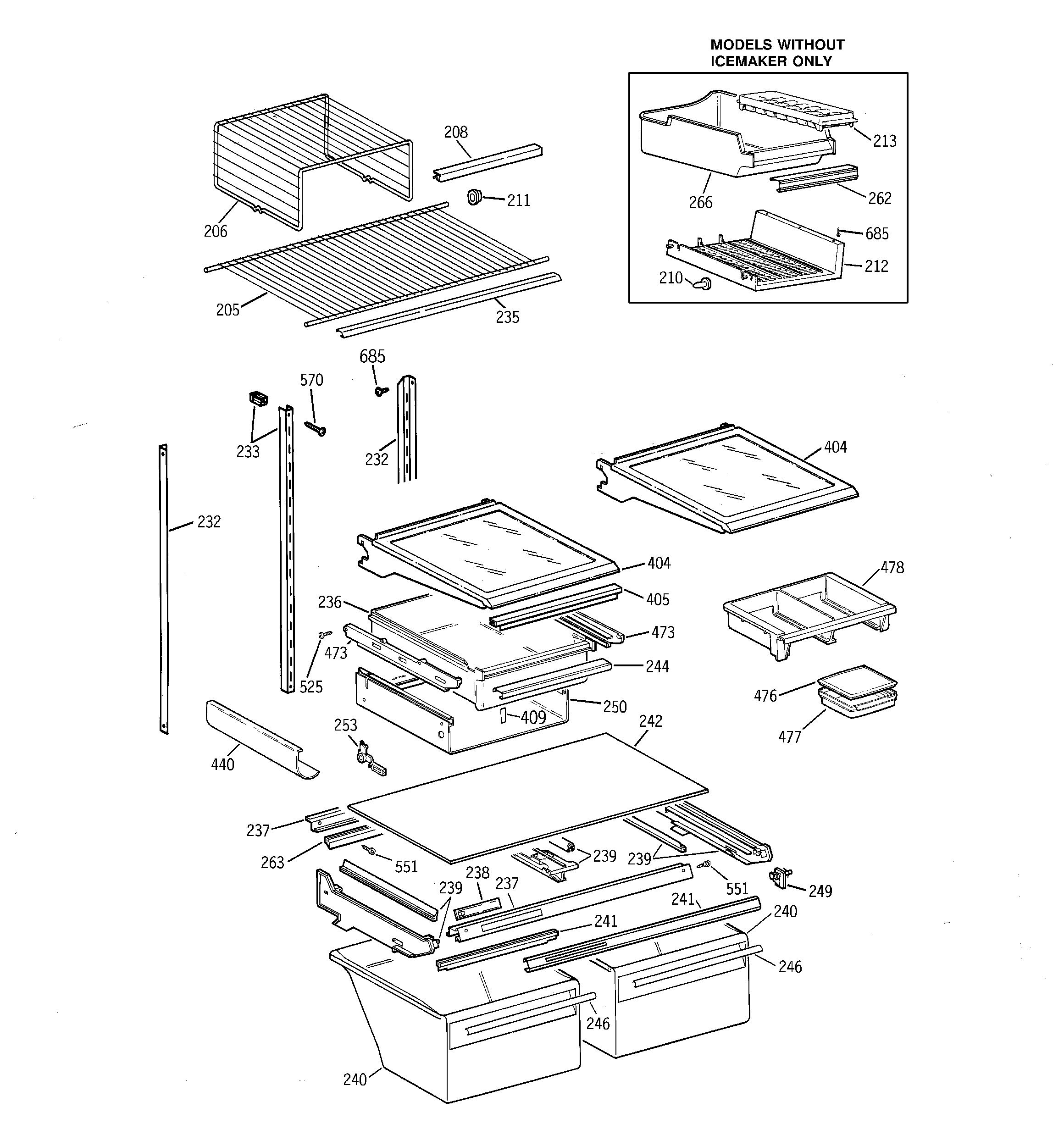 GE TBG25PAXDRWW shelf parts diagram